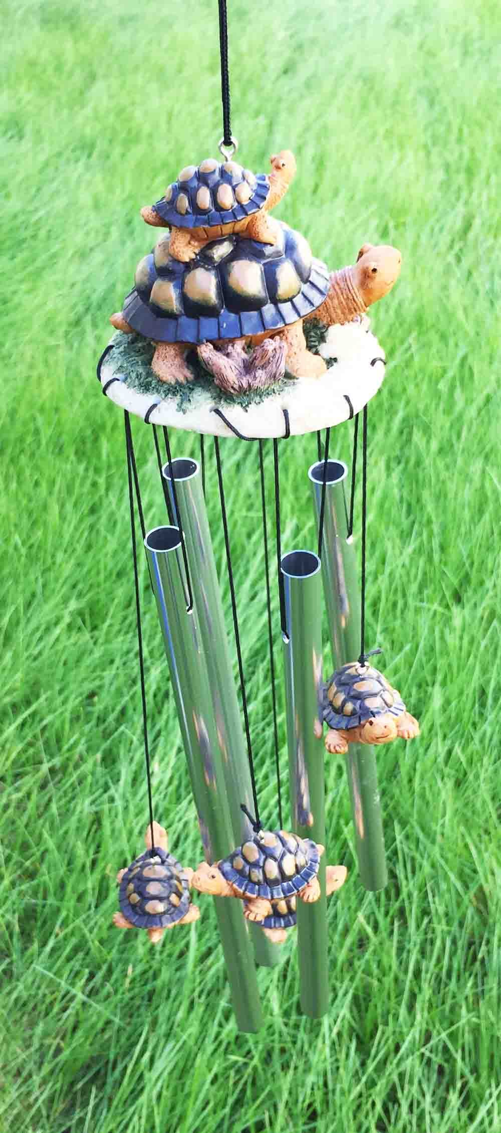 Slow But Steady Turtle Family Wind Chime - Handmade Outdoor Garden Decor with Soothing Sounds for Patio, Porch & Backyard | Perfect Relaxing Gift for Nature Lovers