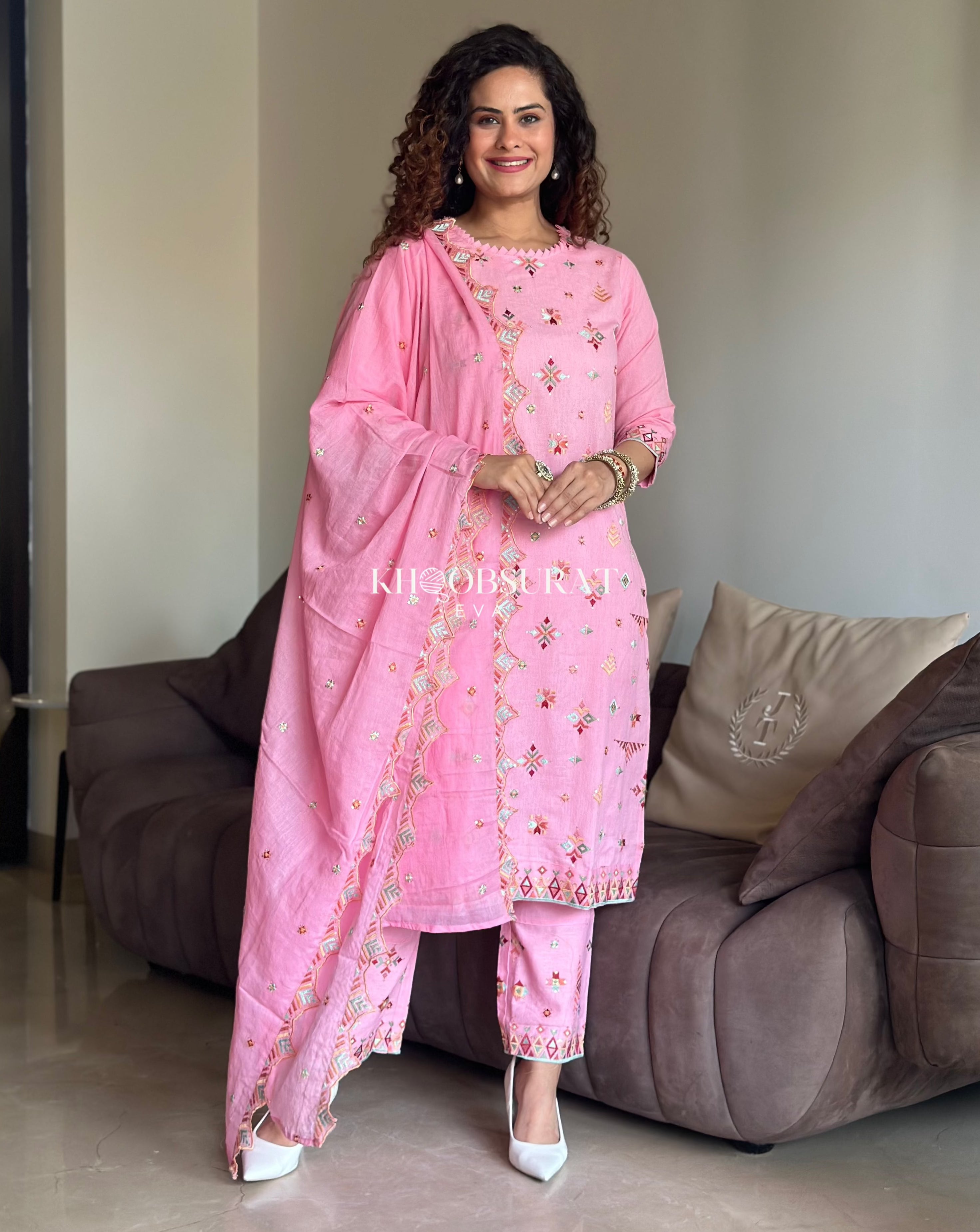 Stylish Pink Cotton Kurta Suit Set for Women | Comfortable Ethnic Outfit | Perfect for Festivals, Weddings & Casual Wear