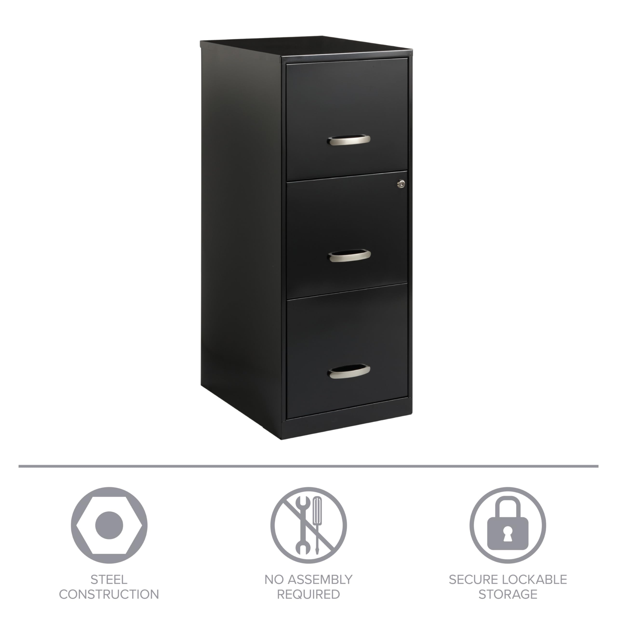 Lorell SOHO 18-Inch 3-Drawer Vertical File Cabinet - Office Storage Solution for Documents, Files & Supplies - Perfect for Home Office, Small Business & Workspace Organization
