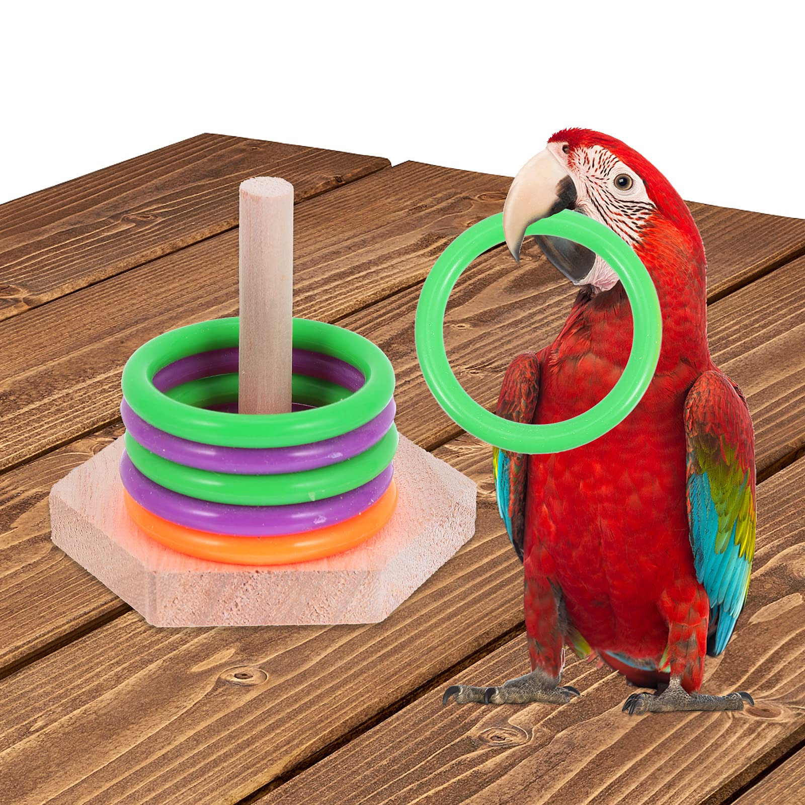 Baluue Parrot Toy - Interactive Bird Trick Toy, Intelligence Training & Stacking Rings for Parrots - Educational Pet Bird Tabletop Toy for Playtime & Mental Stimulation - Perfect for Macaws, Cockatoos & African Greys