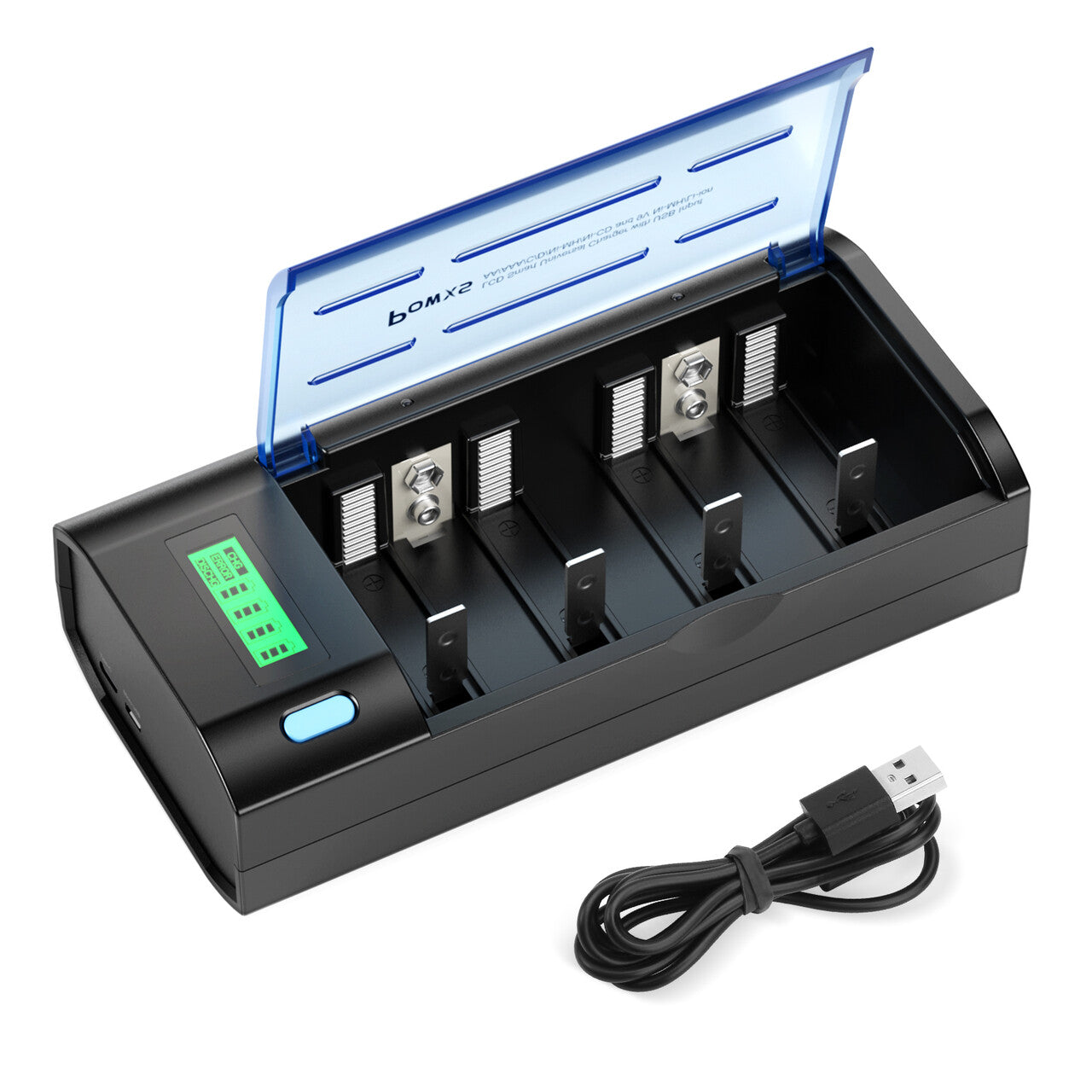Smart LCD Universal Battery Charger for C, D, AA, AAA, 9V Batteries - Fast Charging with Digital Display - Perfect for Home, Office, Toys, and Emergency Kits