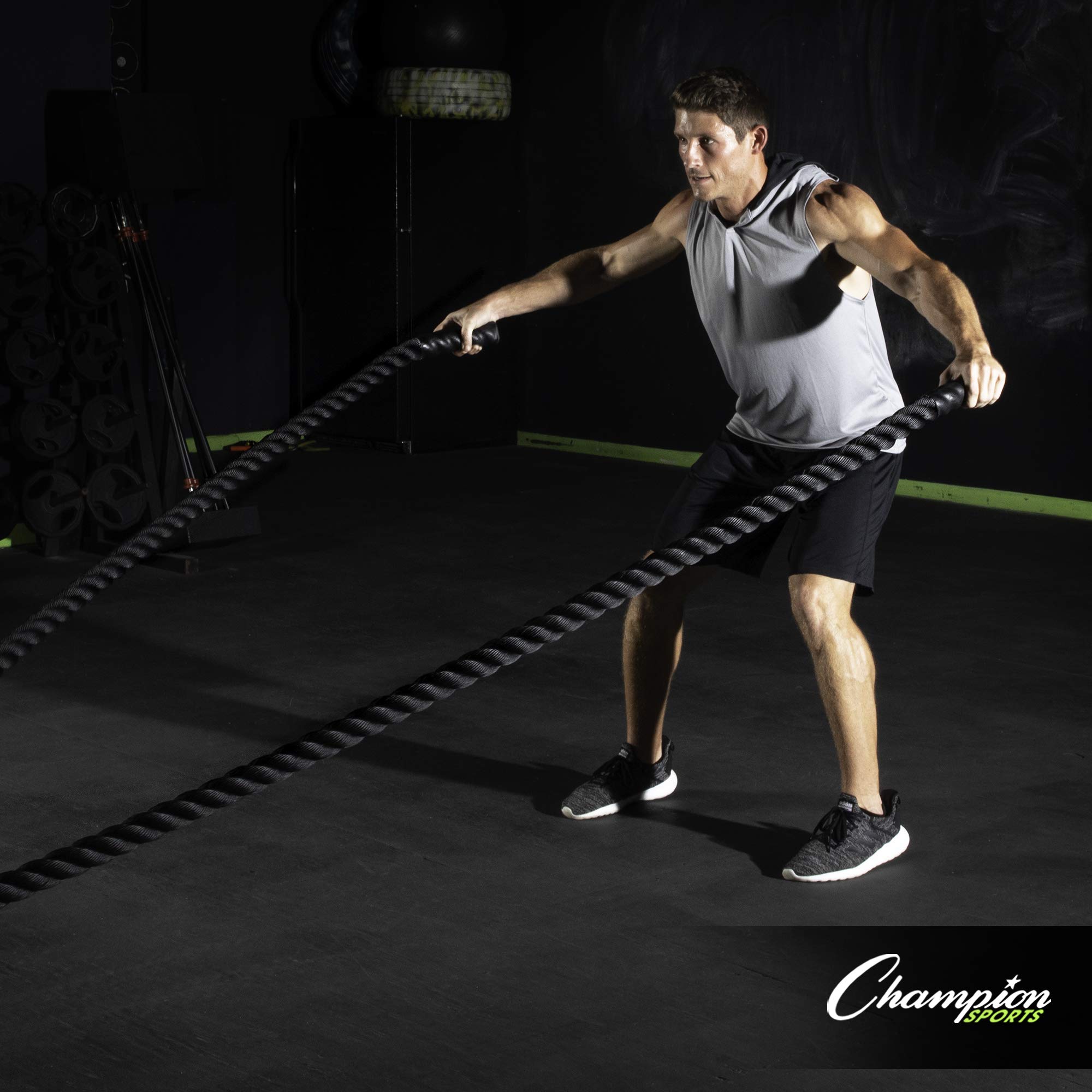 Champion Sports Heavy Duty Training Rope - Rhino Poly Strength & Conditioning Battle Ropes for Gym, Cardio, Cross Training, Weight Lifting & CrossFit - Perfect for Home Workouts, Outdoor Fitness & Professional Training
