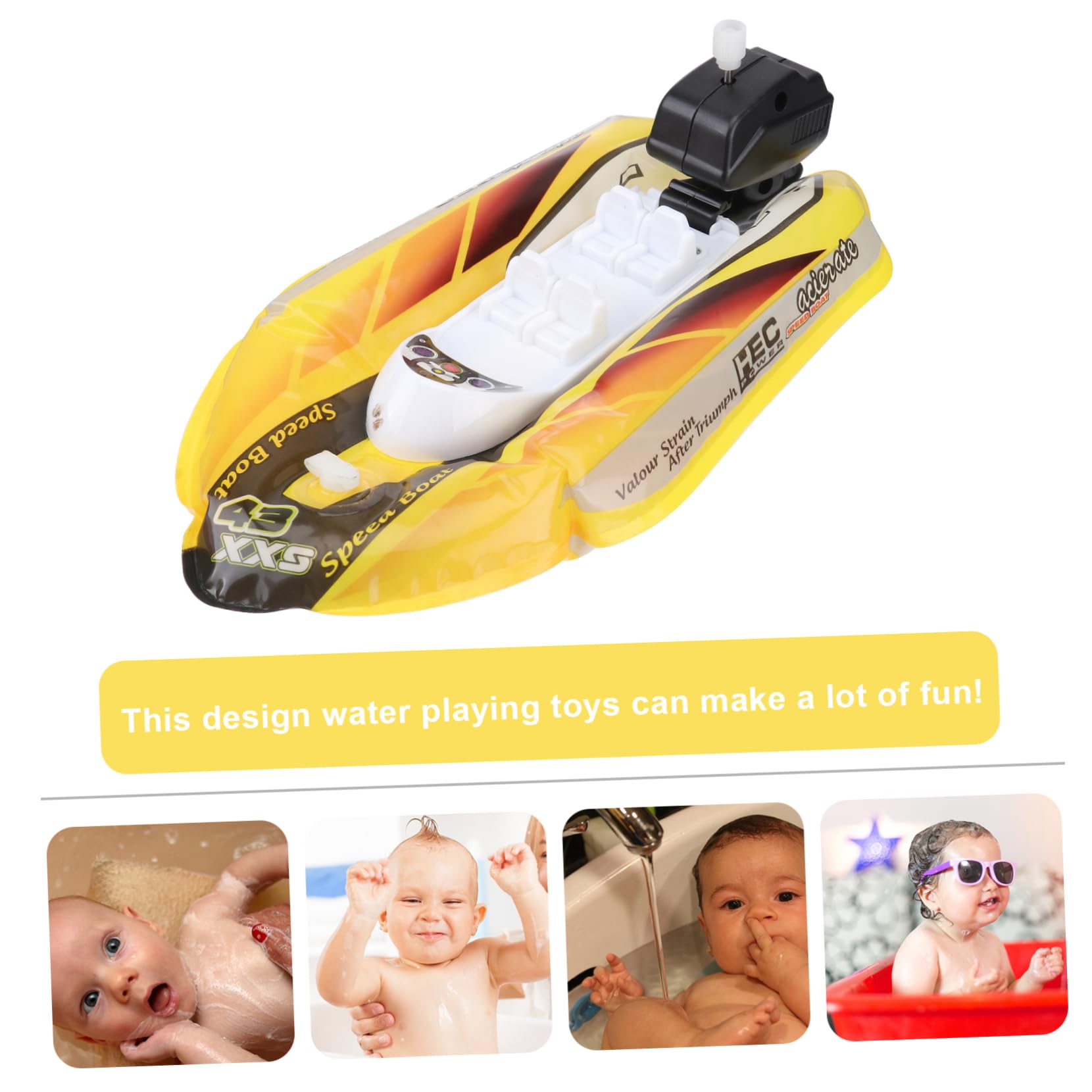 Vaguelly 3-Piece Wind-Up Bath Toy Boats Set - Fun Floating Boat Toys for Kids in Bathtub, Pool & Outdoor Water Play - Red Rubber Ducky Style Bath Squirter Toys for Toddlers