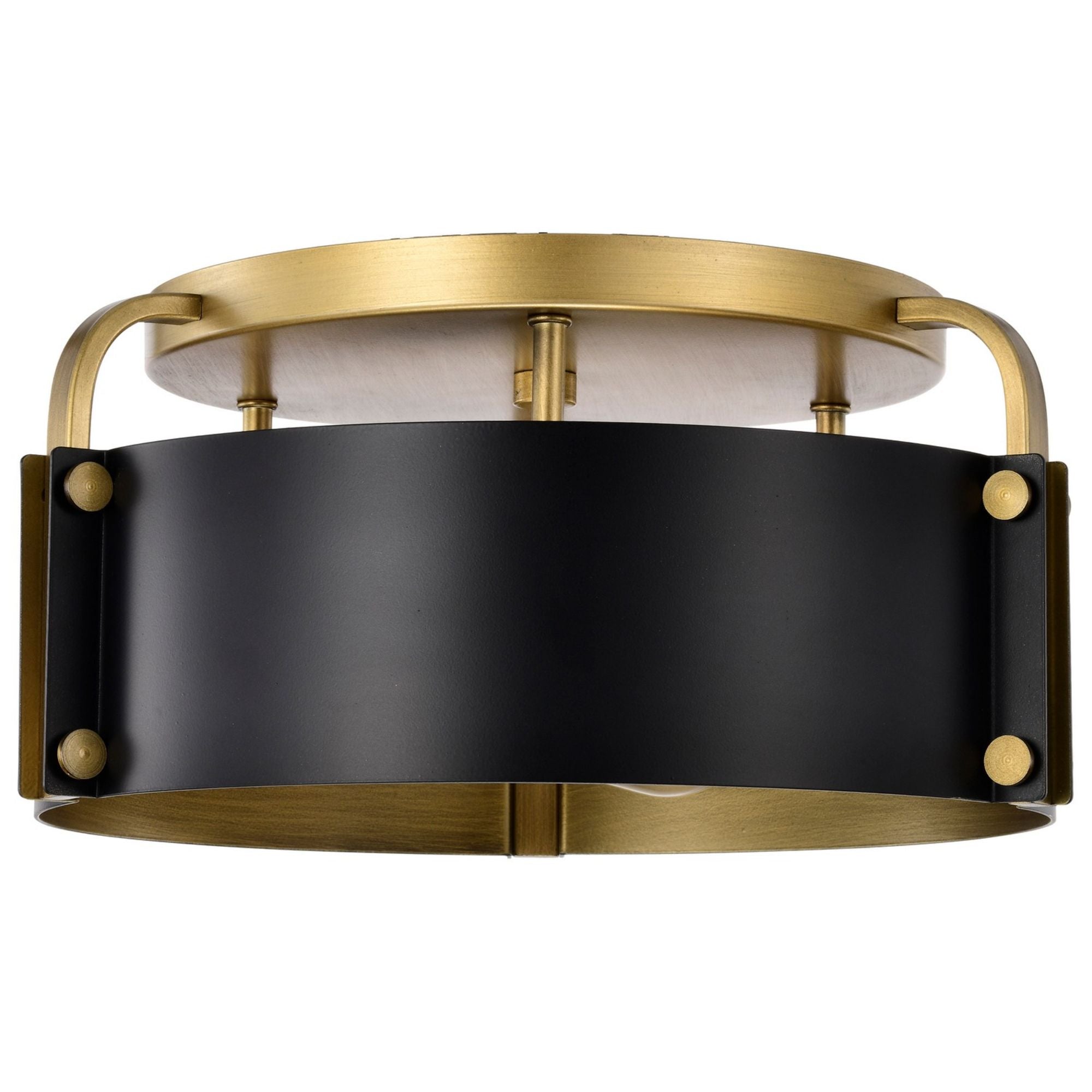 Altos 14 Inch 3-Light Semi Flush Mount Ceiling Light Fixture - Matte Black & Natural Brass Finish - Perfect for Bedroom, Living Room, and Dining Room Lighting