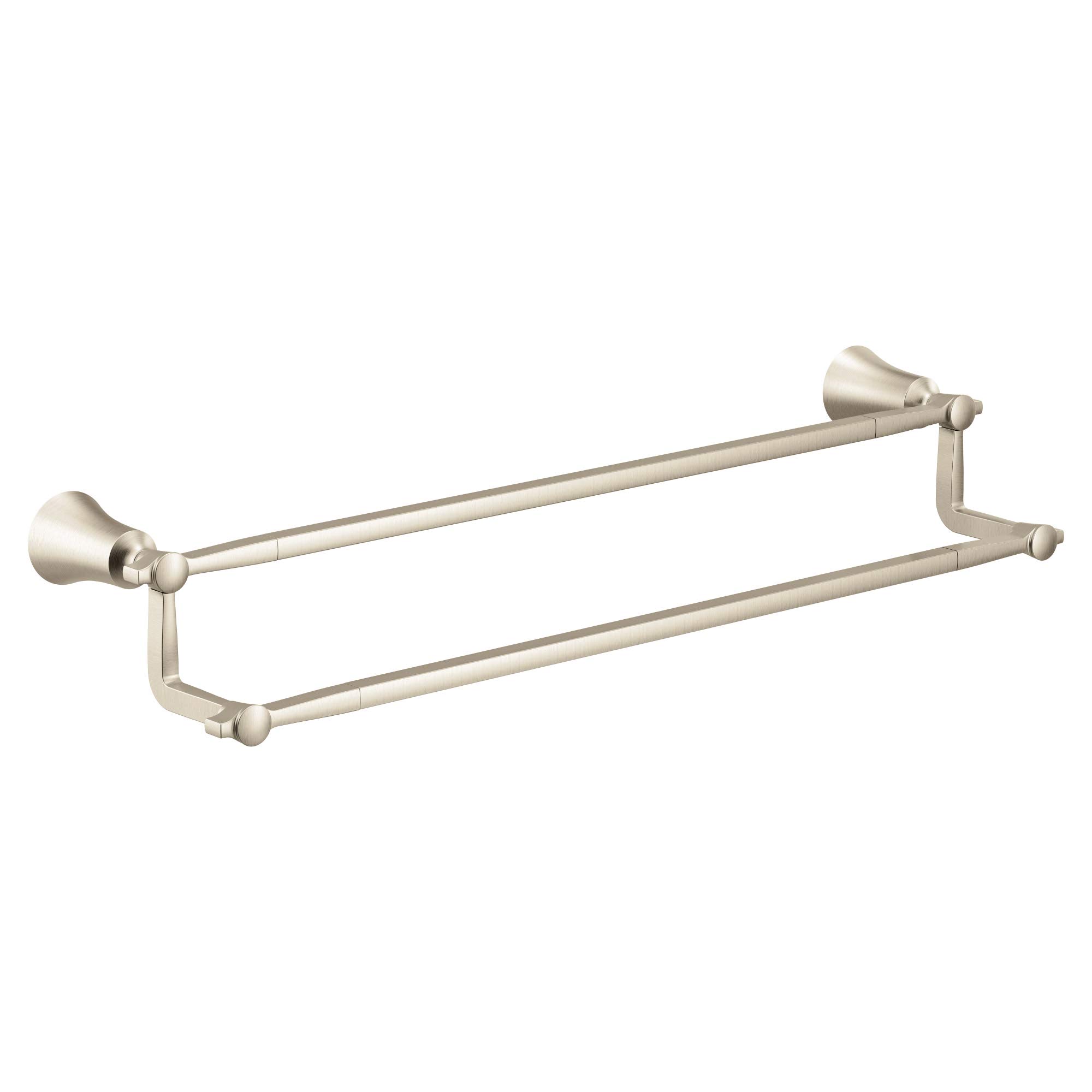 Moen YB0322BN Flara 24-Inch Double Towel Bar in Brushed Nickel - Bathroom Towel Rack for Spa, Hotel & Home Decor