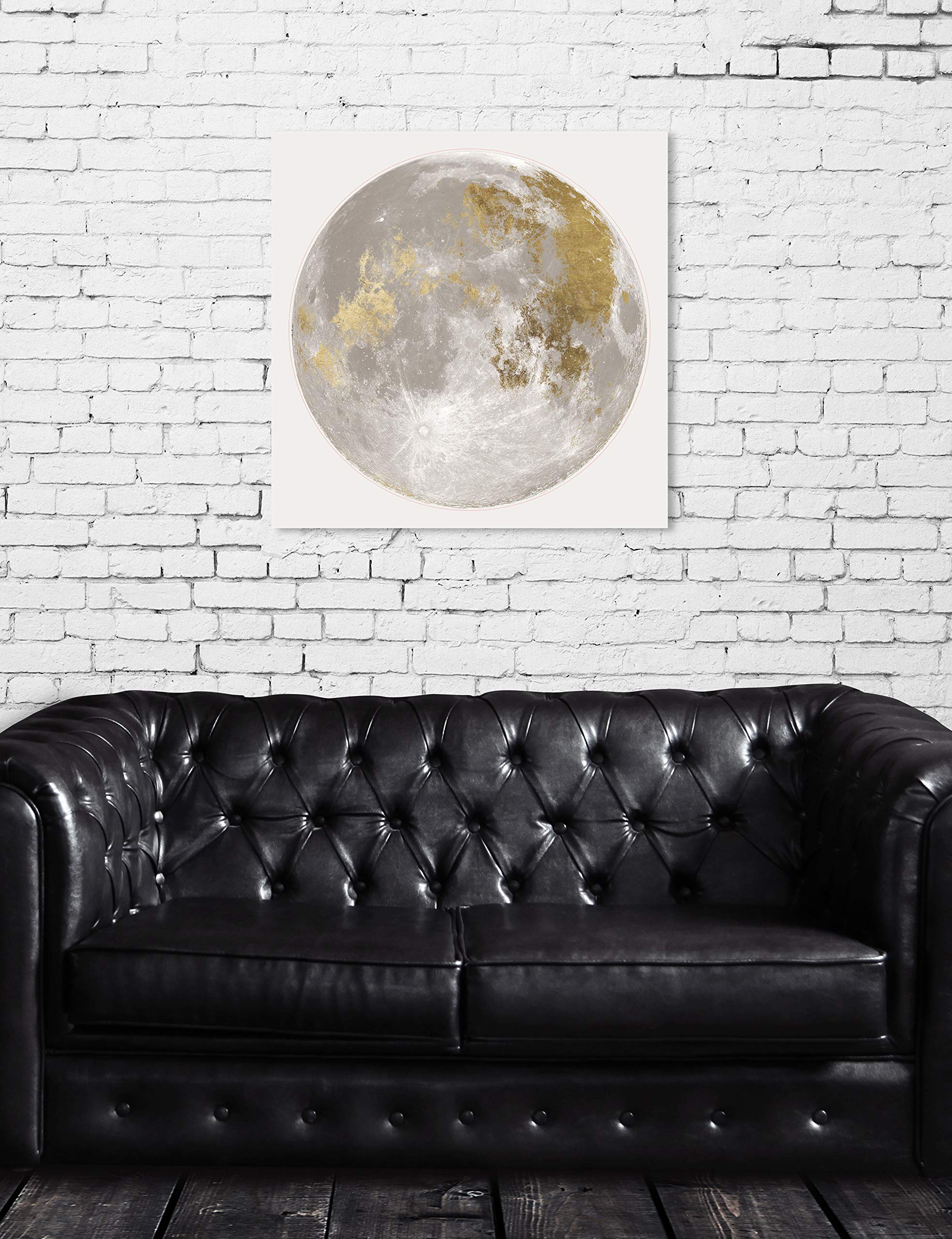 Oliver Gal Artist Co. 'Moon Light I' Space Wall Art Canvas Print - 30x30 Inch Gold & White Modern Home Decor - Perfect for Living Room, Bedroom & Office Wall Decoration