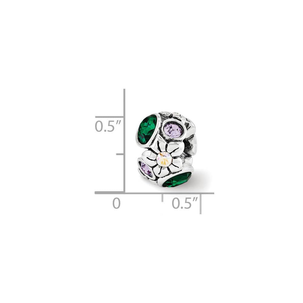 Black Crystal Bow Sterling Silver Charm for Jewelry Making & Gifts