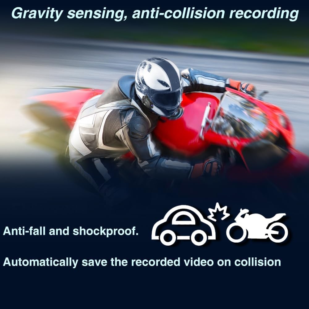 3T6B Bluetooth Motorcycle Headset with 2K Camera - IP65 Waterproof, 1000M Range, 6-Rider Group Intercom, Bluetooth 5.0, Music Sharing & 2-in-1 Mic - Perfect for Group Rides, Adventure Tours & Motorcycle Communication