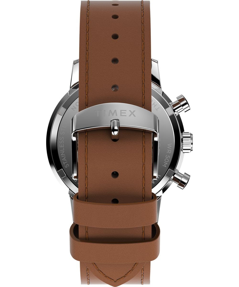 Timex Men's Marlin Chronograph Leather Strap Watch - Classic Analog Quartz Wristwatch for Business, Casual & Dress Occasions