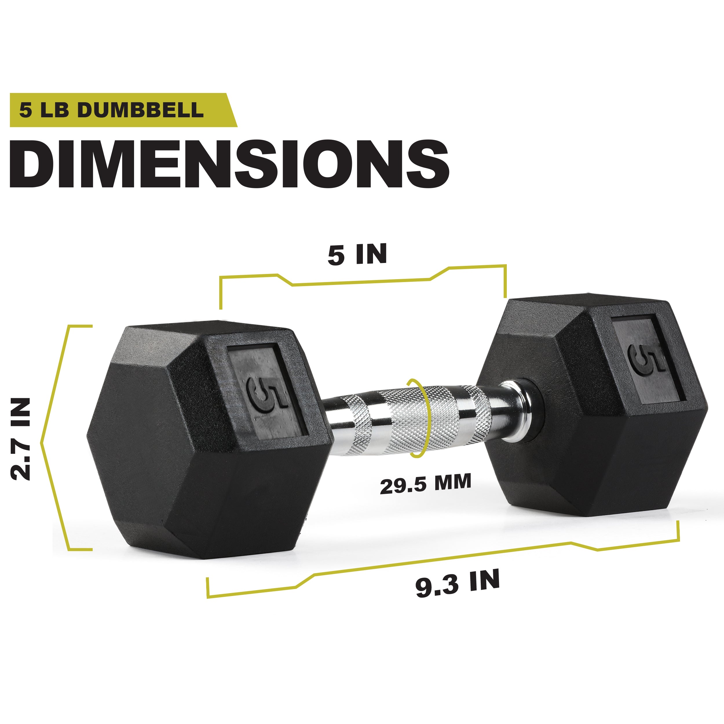 PRCTZ Rubber Encased Hex Dumbbell Set (Pair) - 5 to 40 lbs Weight Options for Home Gym, Strength Training & CrossFit Workouts | Non-Slip Grip & Durable Rubber Coating