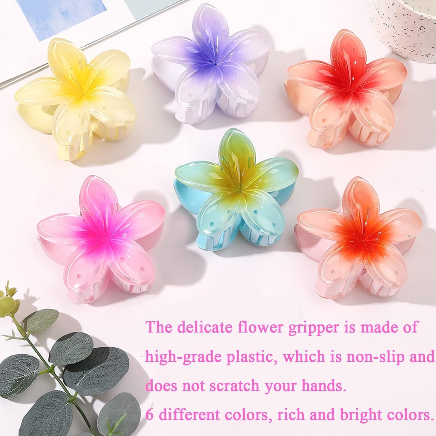 Haiccell 6-Piece Korean Flower Claw Clip Set for Women - Stylish Floral Hair Clips, Cute Hair Accessories for Women and Girls | Perfect for Parties, Weddings and Everyday Hairstyles