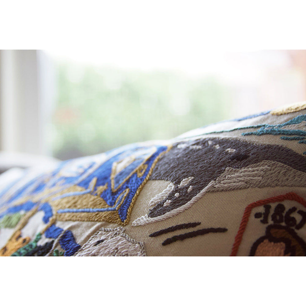 Hand Embroidered Alaska Themed Decorative Throw Pillow - Perfect for Home Decor, Cabin Accents & Cozy Living Room Styling