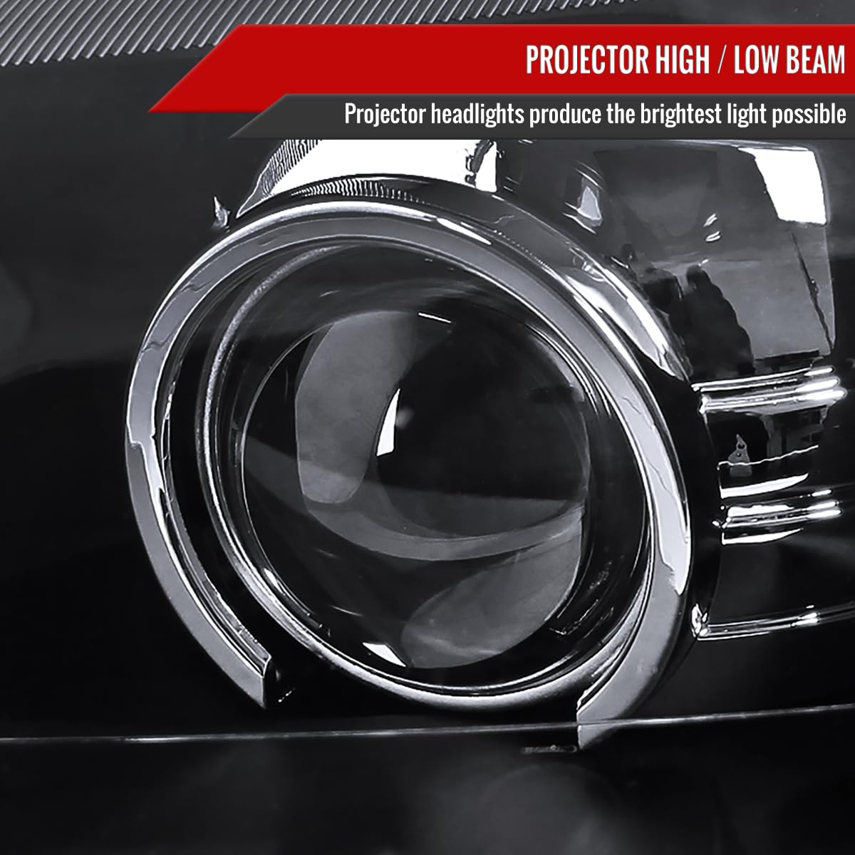 99-04 Ford Mustang Black Retrofit Projector Headlights - High Performance LED Headlamps Pair for Improved Night Driving & Style Upgrade