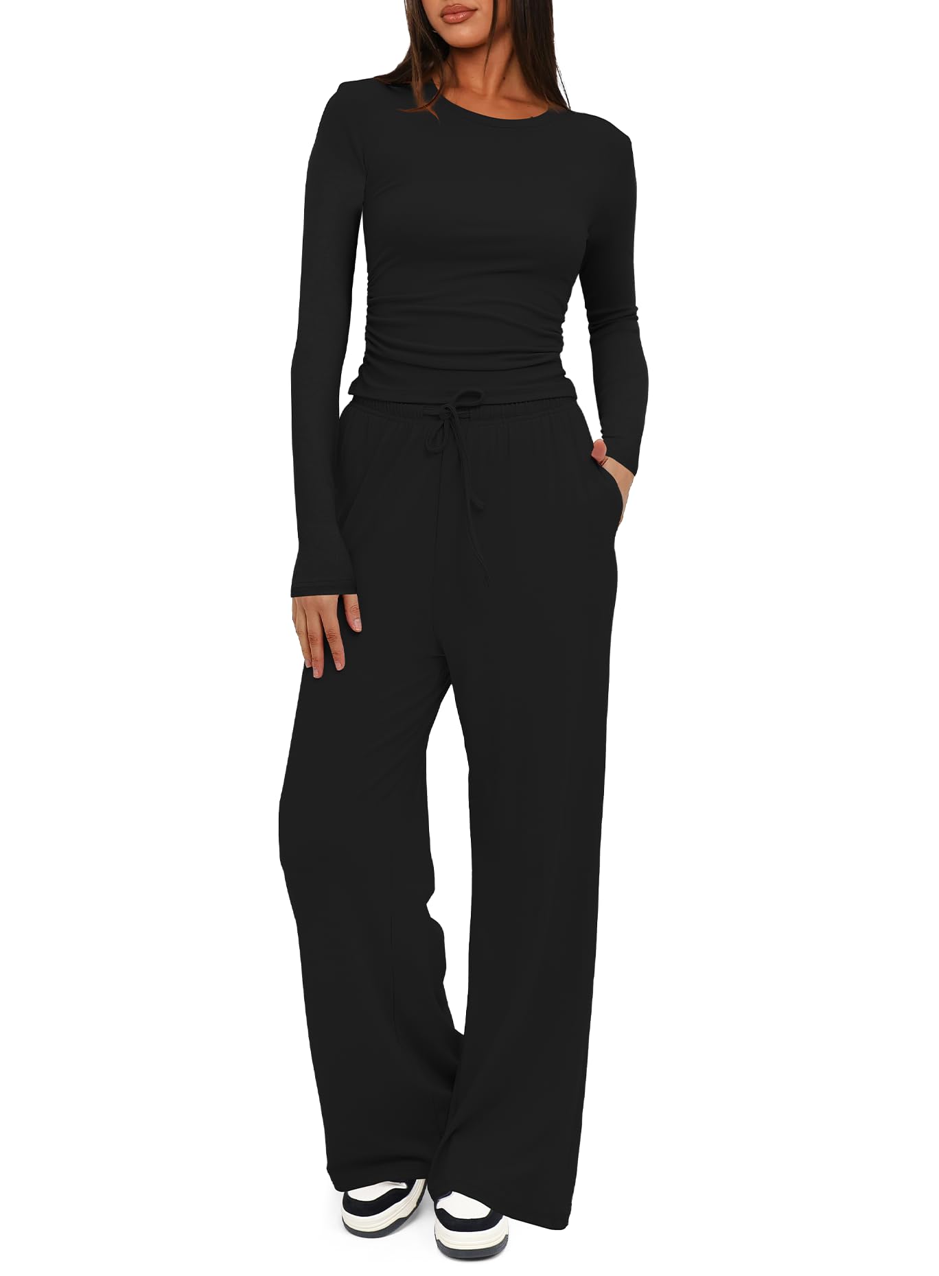 Darong Women's 2 Piece Lounge Set - Long Sleeve Tops & Wide Leg Pants Casual Outfits for Fall | Comfortable Matching Tracksuits for Home, Yoga, Travel & Daily Wear