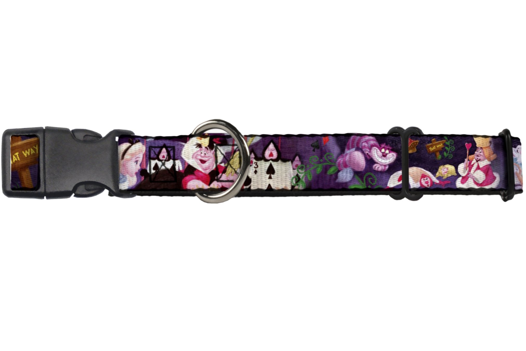 Buckle-Down Martingale Dog Collar with Alice in Wonderland Queen of Hearts Design - 1 Inch Wide Adjustable Nylon Pet Collar for Medium to Large Dogs (15-26