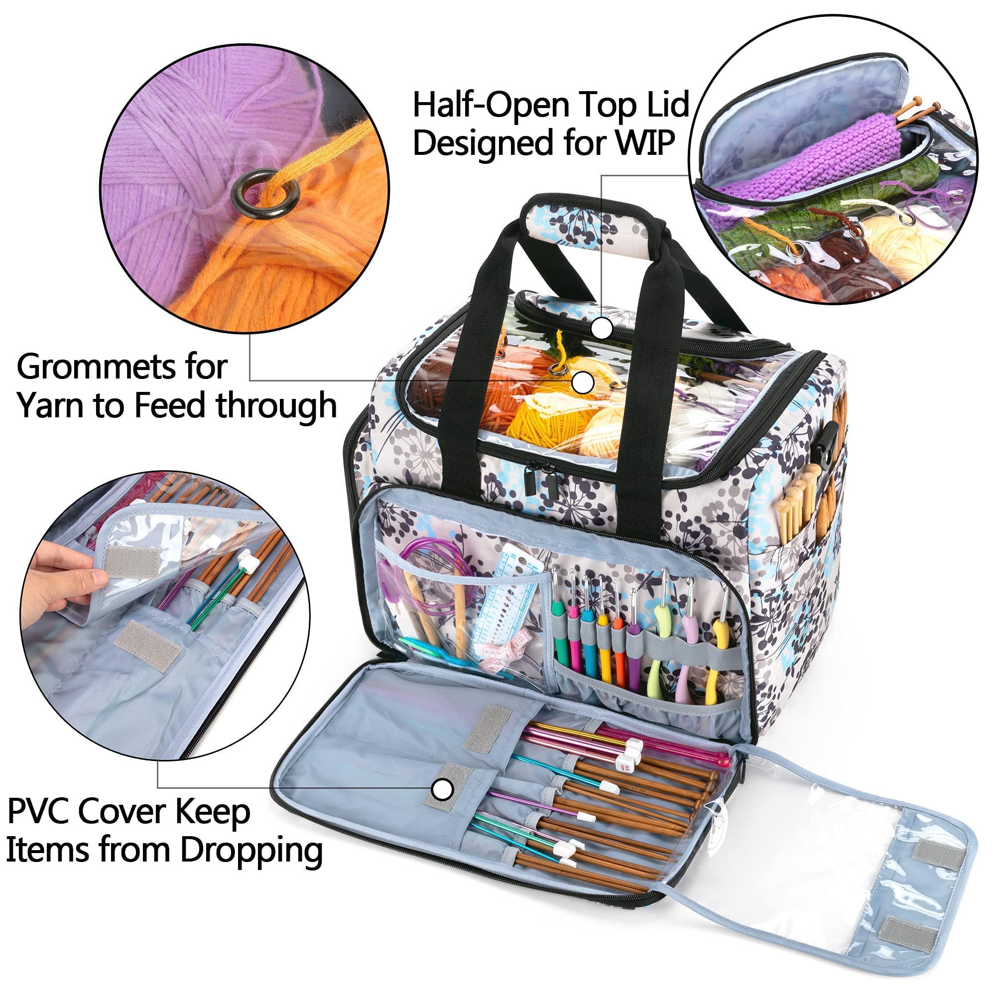 Teamoy 12-Piece Ergonomic Crochet Hook Set with Yarn Tote Bag & Storage Case - Perfect Starter Kit for Beginners & Knitting Enthusiasts - Ideal for DIY Crafts, Home Projects & Gift Giving