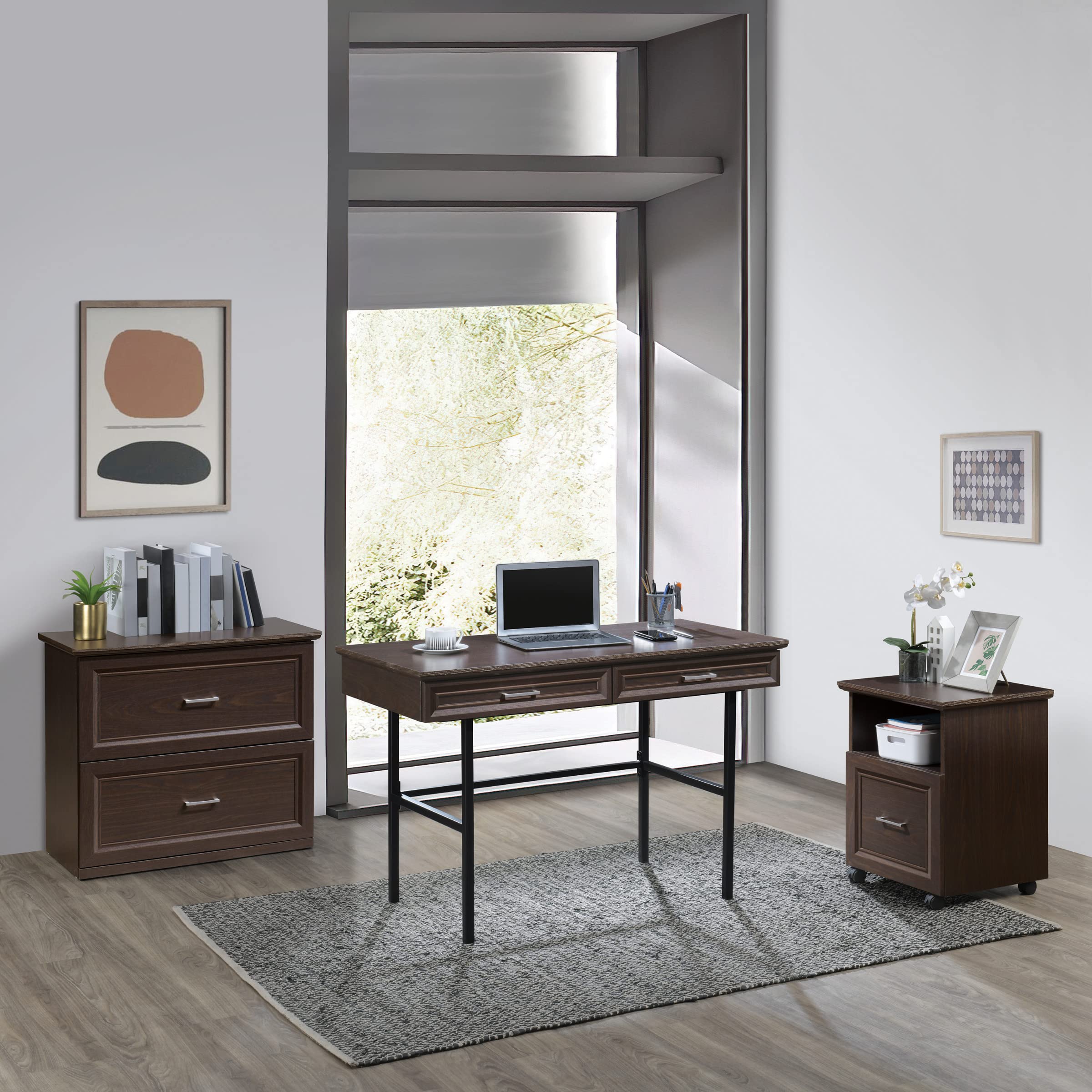 OSP Jefferson Writing Desk with Lockdowel Fastening System - Espresso Finish Home Office Desk for Study, Work & Remote Learning