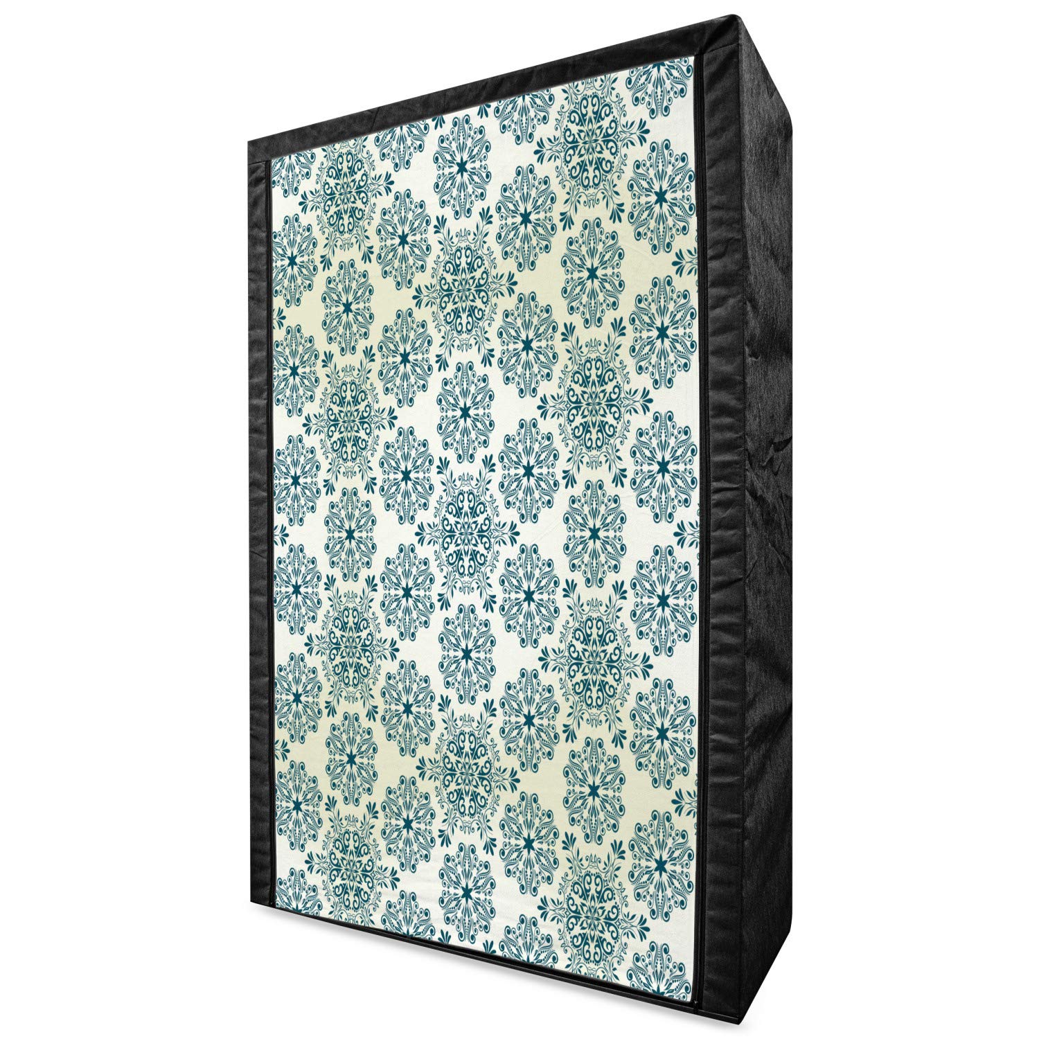 Ambesonne Winter Portable Fabric Wardrobe - Mandala Floral Round Design with Damask Elements | 42.5