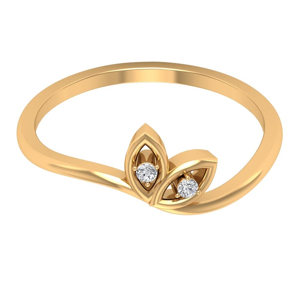 Dainty Diamond Petal Ring - 14K Solid Gold Round Cut April Birthstone Ring for Women | Elegant Wedding, Engagement, Anniversary & Everyday Jewelry Gift