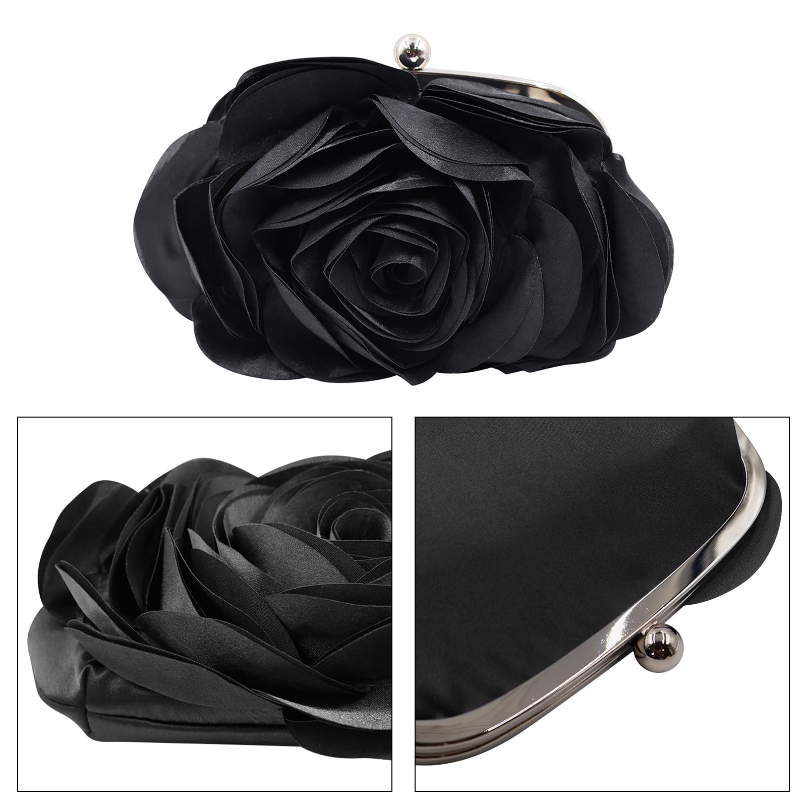 Elegant Mini Rose Clutch Bag for Women - Detachable Chain Evening Handbag for Wedding, Party, Prom & Special Occasions - Perfect as Bridal Accessory or Formal Event Purse