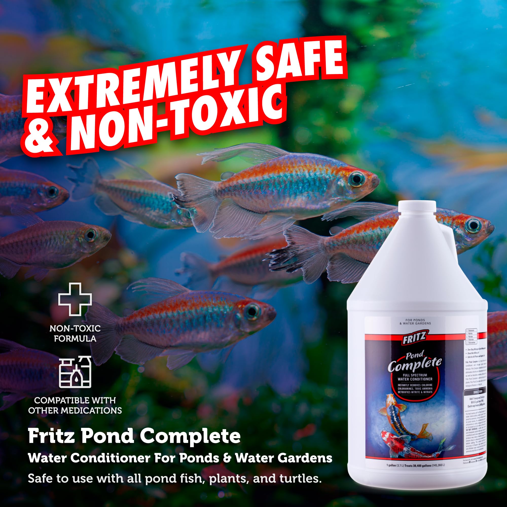 Fritz Aquatics Complete Pond Water Conditioner - 1 Gallon for Healthy Fish & Plants | Perfect for Koi Ponds, Water Gardens & Outdoor Aquariums