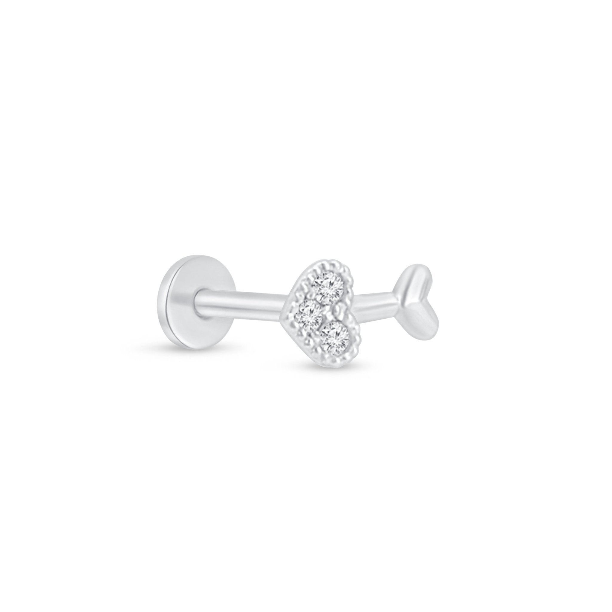 14K White Gold Diamond Heart Cupid's Arrow Stud Earrings - Perfect for Valentine's Day Gifts, Anniversary Presents & Romantic Occasions