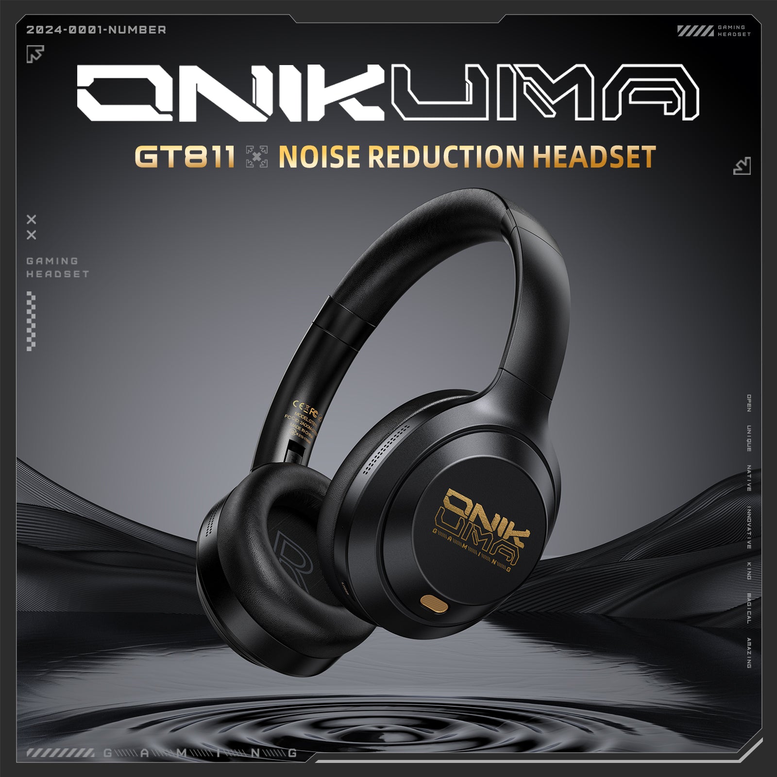 ONIKUMA GT811 Wireless Gaming Headset with Noise Cancelling Mic, Bluetooth 5.0 & 3.5mm Wired Connection, Lightweight Over-Ear Headphones for PC, PS5, Xbox, Mobile Gaming - Perfect for Esports & Online Meetings