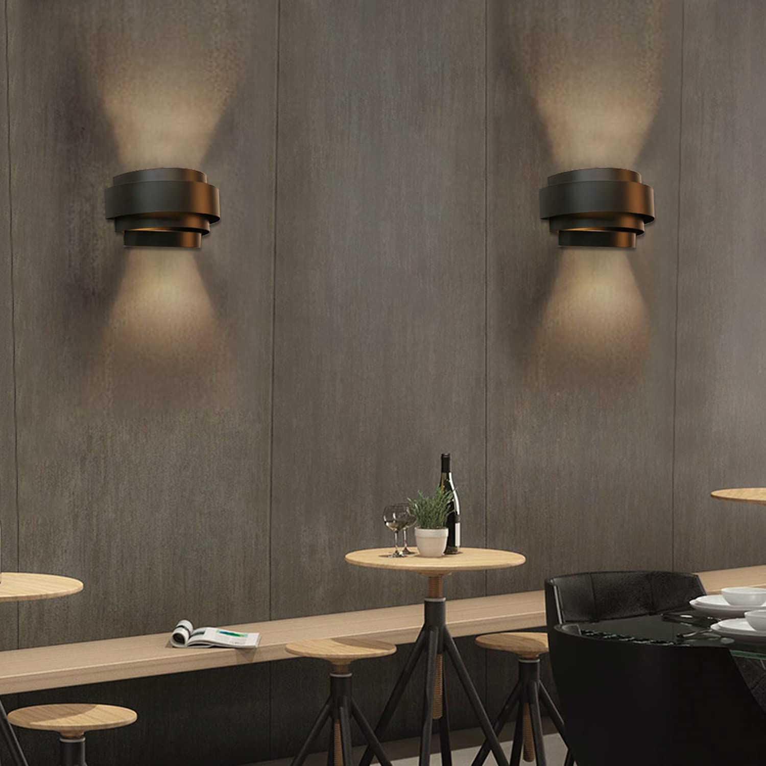 Modern Black Metal Wall Sconce Light - Indoor Wall Lighting Fixture for Home Theater, Staircase, Basement & Bedroom - Dimmable LED Wall Lamp for Ambient Lighting (1PC) - Perfect for Hallway, Living Room and Home Decor
