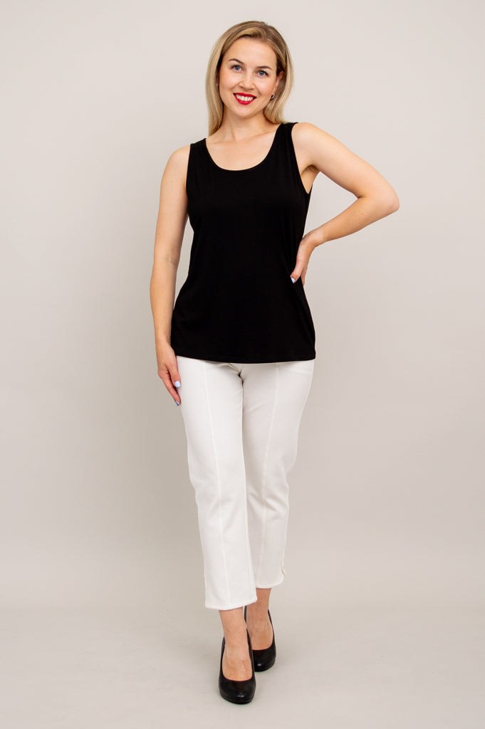 Avalon Black Bamboo Tank Top - Women's Casual Sleeveless Shirt for Summer, Yoga, and Outdoor Activities