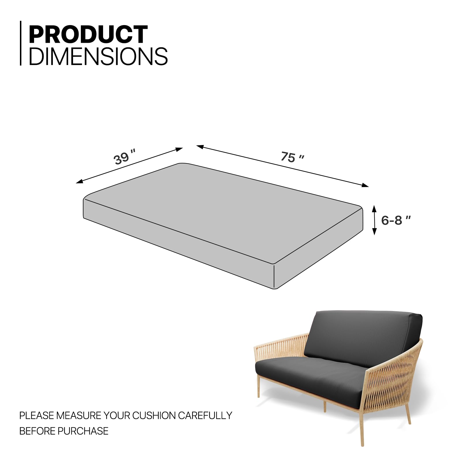 MoNiBloom Twin Futon Cover - Stretch Armless Sofa Slipcover with Zipper, Washable Furniture Protector for Jackknife RV, Couch, Kids & Pets (Black) - Perfect for Living Room, Dorm, RV & Home Decor