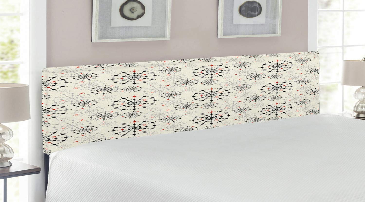 Ambesonne Modern Upholstered Headboard - Abstract Far Eastern Design with Colorful Shadowy Backdrop, King Size Decorative Metal Bed Headboard with Memory Foam, Multicolor - Perfect for Contemporary Bedroom Decor & Guest Room Styling