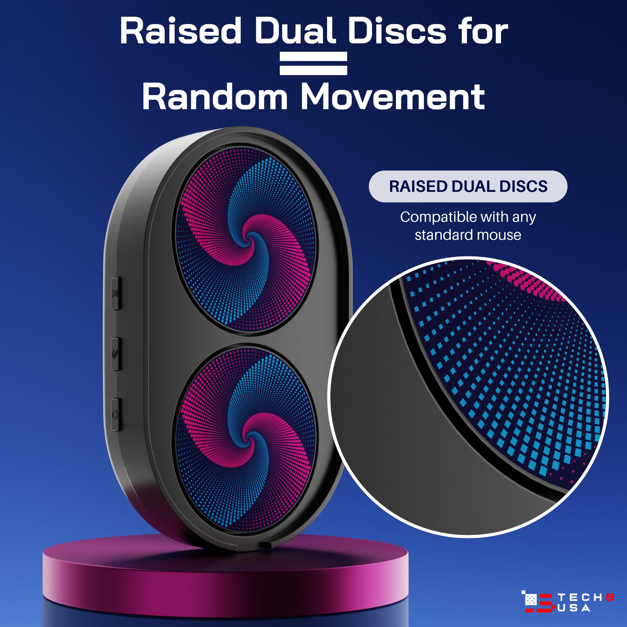 TECH8 USA Dual Disc Mouse Mover & Jiggler - Auto-Off Timer with Adjustable Activity Settings | No Software Required | Realistic Mouse Movement | Patented Design | Made in USA | Perfect for Remote Work, Online Meetings & Preventing Screen Lock