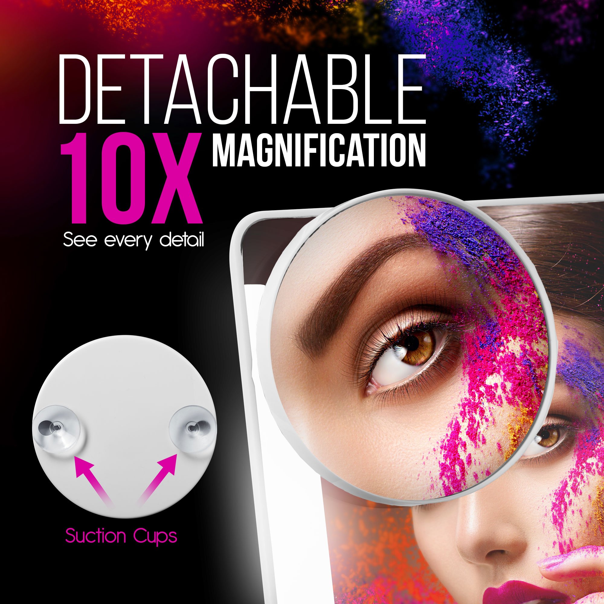 Smart Touch LED Makeup Mirror - Adjustable Portable Vanity Mirror with Natural Daylight Lighting & USB Cable - Perfect for Travel, Home, and Professional Makeup Application