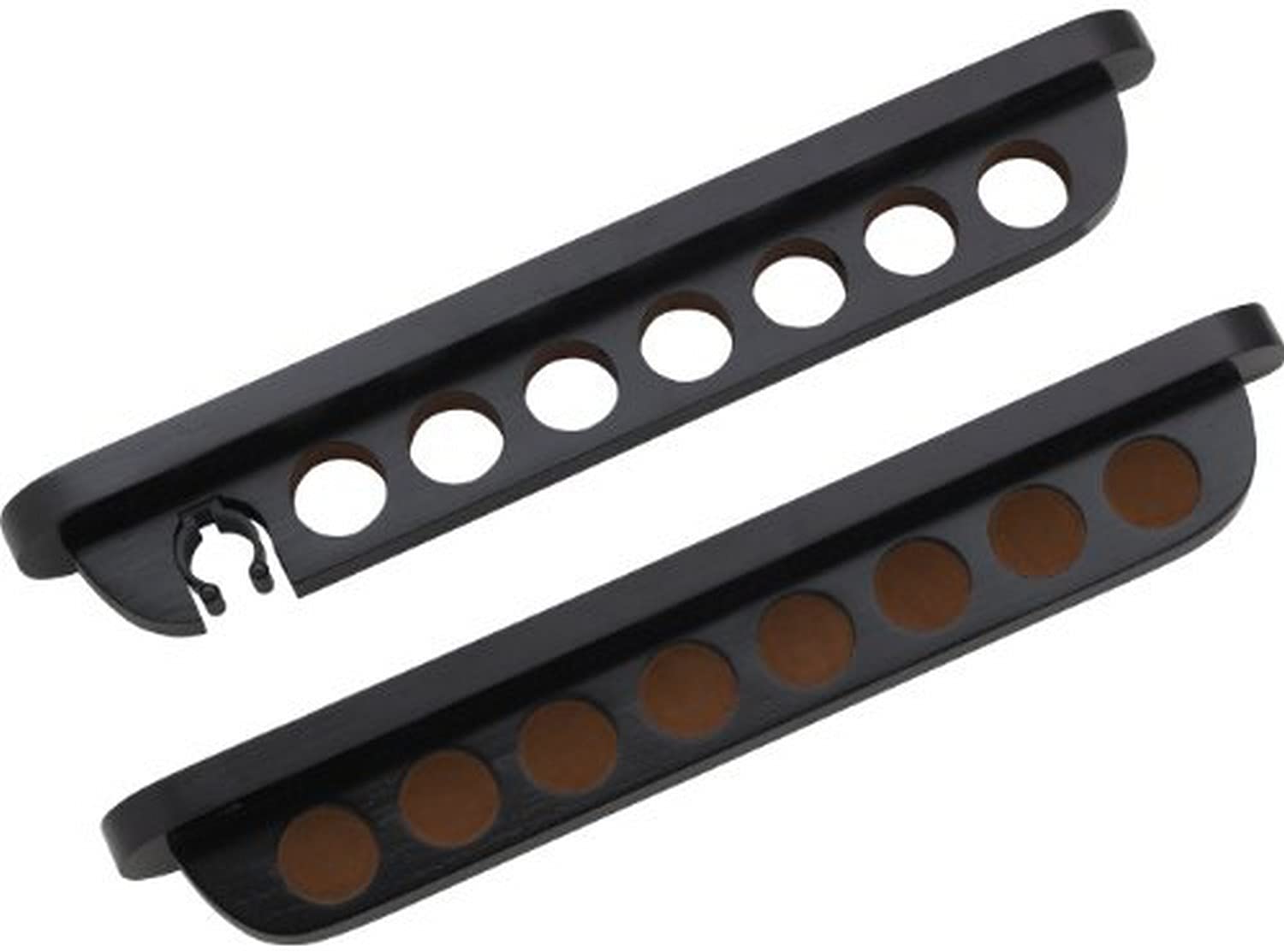 7-Piece Stained Wood Pool Cue Wall Rack with Secure Clip - Perfect for Billiards Room, Game Room, or Man Cave Decor