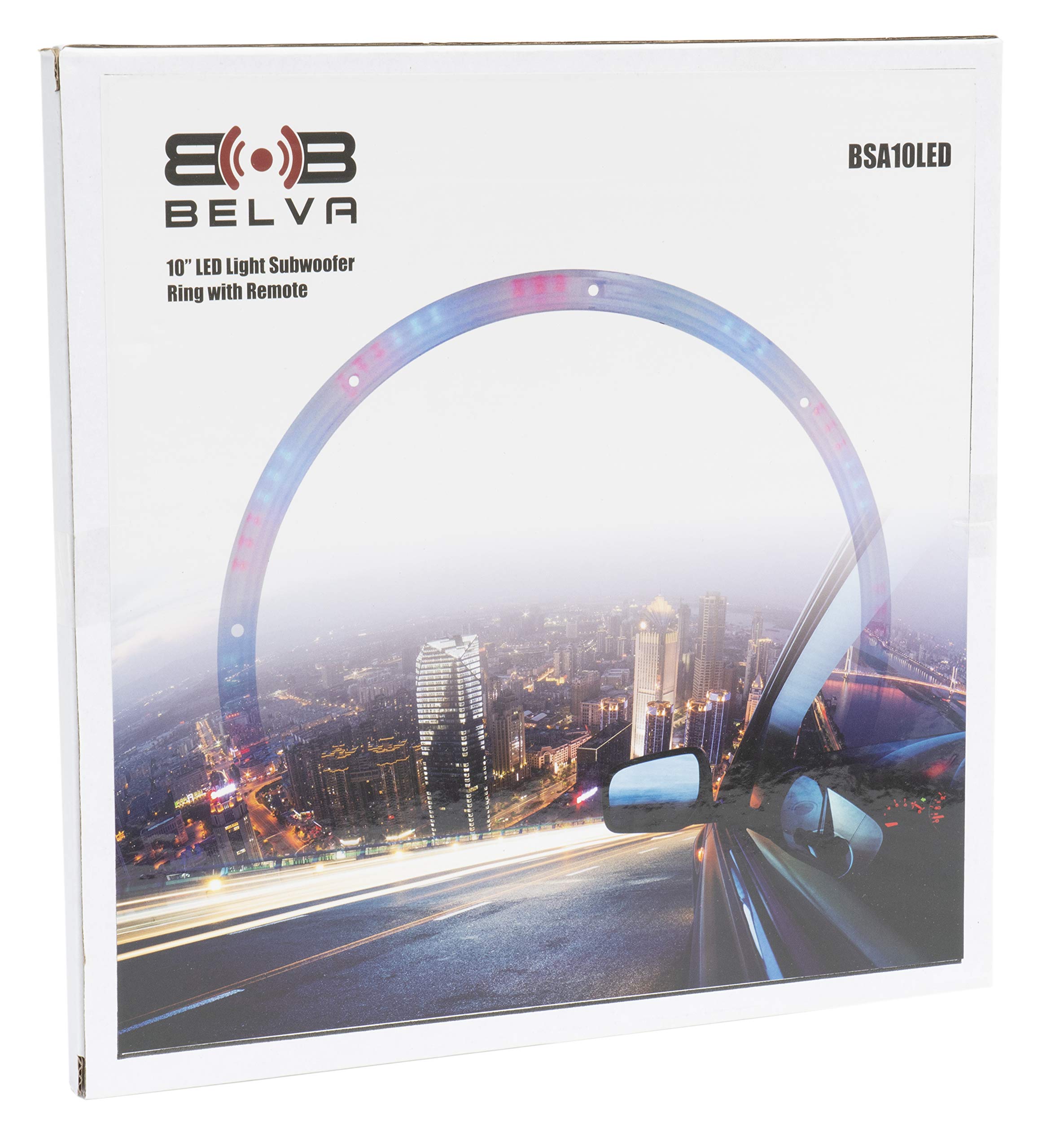 BELVA BSA10LED 10-Inch RGB LED Subwoofer Light Ring - Universal Fit, Remote Control Included (1 Ring) - Perfect for Car Audio, Home Theater & DJ Lighting Systems