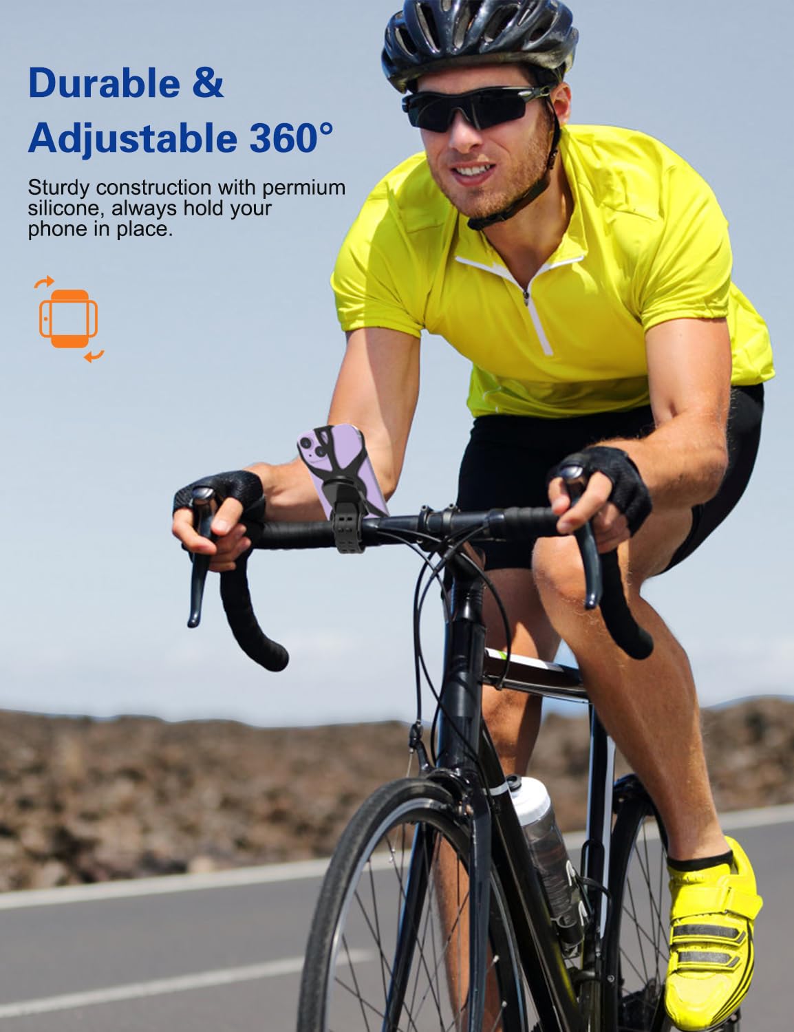 360° Rotatable Bike Phone Holder - Universal Motorcycle & Bicycle Phone Mount for iPhone 15 Pro Max/14/13, Samsung S10 & 4.7-6.8