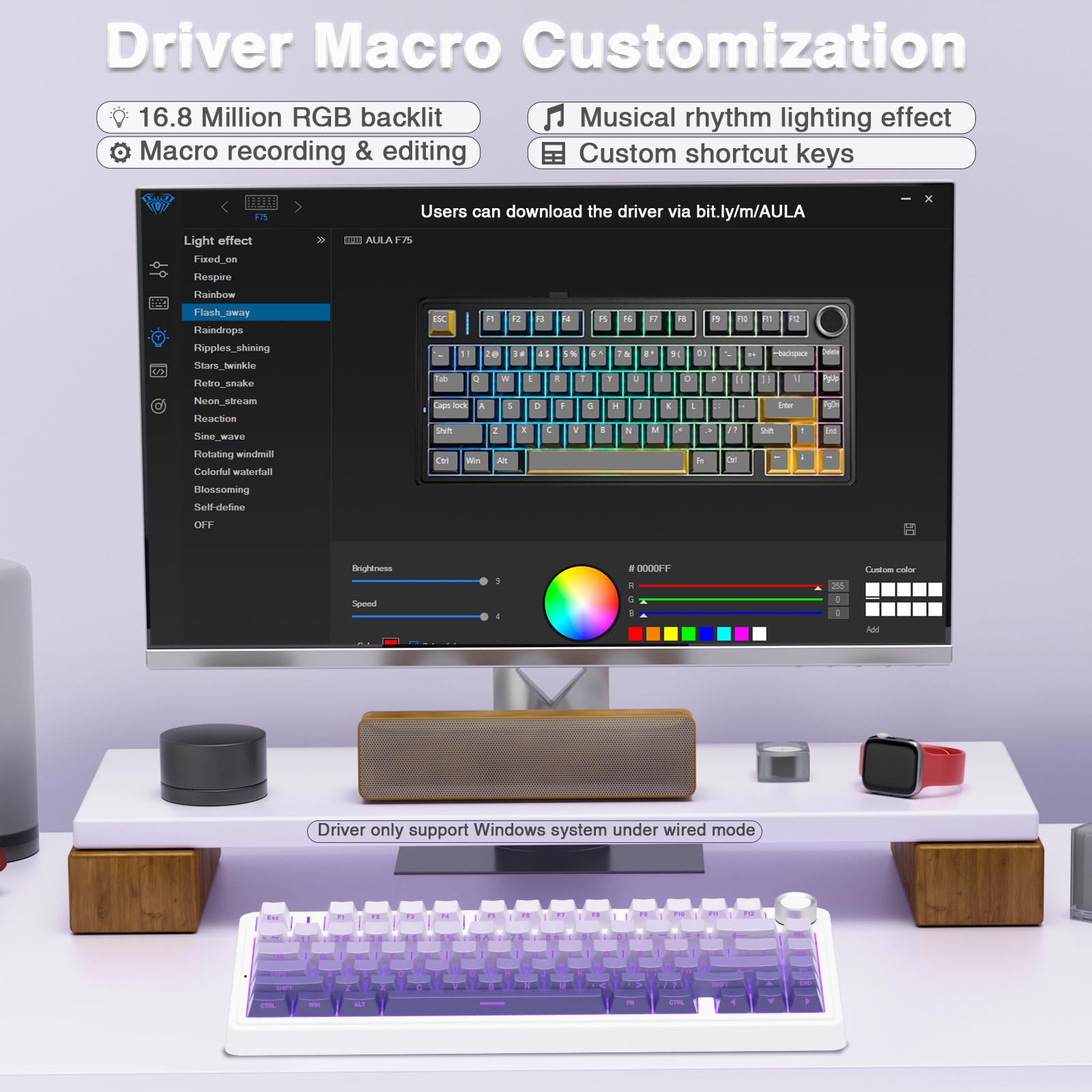 AULA F75 Wireless Mechanical Keyboard - RGB Gaming, Hot Swappable for PC/Mac