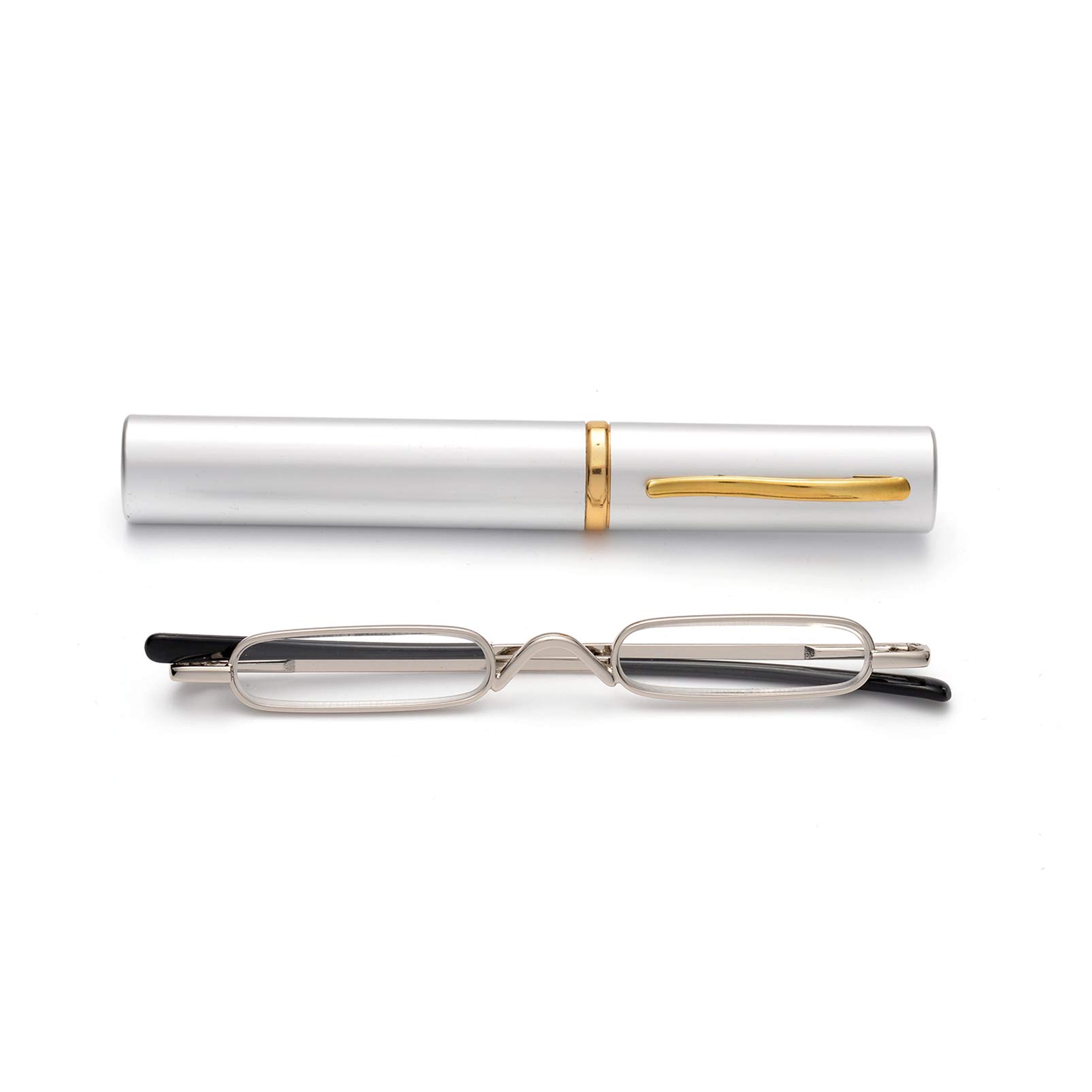 ZUVGEES Lightweight Compact Reading Glasses with Pen Clip & Tube Case - Portable Slim Readers for Men & Women - Perfect for Travel, Office, and Daily Reading