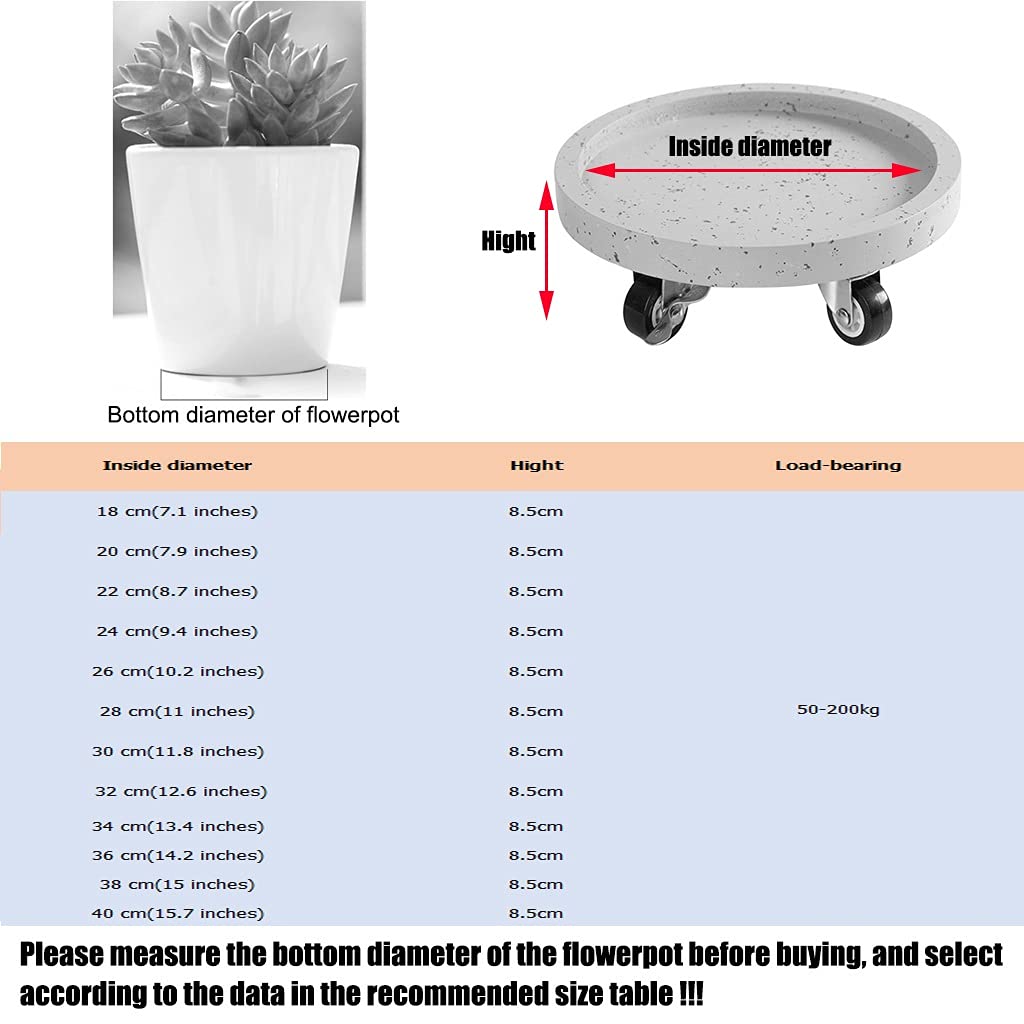 Heavy Duty Plant Caddy with Wheels - 24cm Round Thickened Plastic Flower Pot Stand Tray for Indoor Plants, Dark Green - Supports 50-200kg - Perfect for Living Room, Balcony & Garden Plant Movement