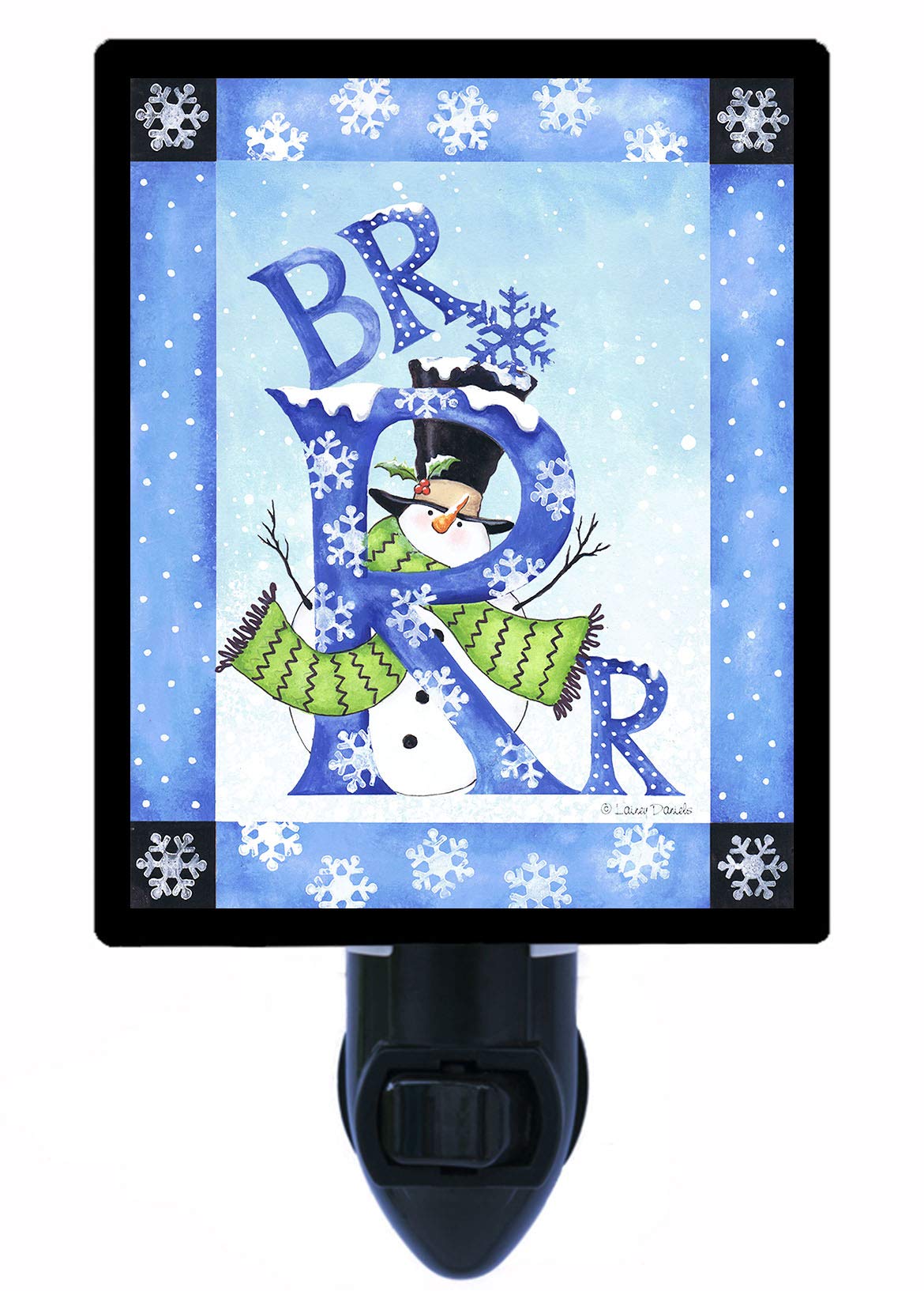 Brrr Snowman Decorative Photo Night Light - Winter Snow Themed LED Lamp for Bedroom, Nursery, or Holiday Decor