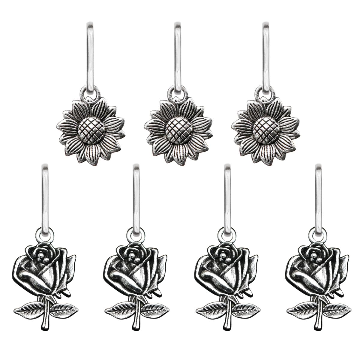Ascrafter 7 Pack Sunflower Zipper Pull Charms for Women - Floral Zipper Pull Replacement for Jackets, Purses, Backpacks - Cute Fashion Accessories for DIY, Gifts & Everyday Use