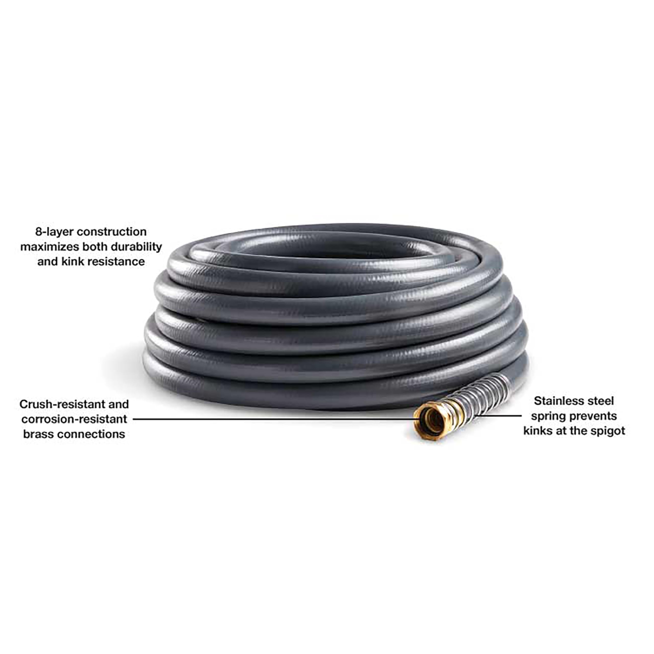 Gilmour Flexogen 5/8 in x 50 ft Heavy Duty Garden Hose - Flexible, Kink Resistant Outdoor Water Hose for Lawn Care, Car Washing & Gardening (Gray)