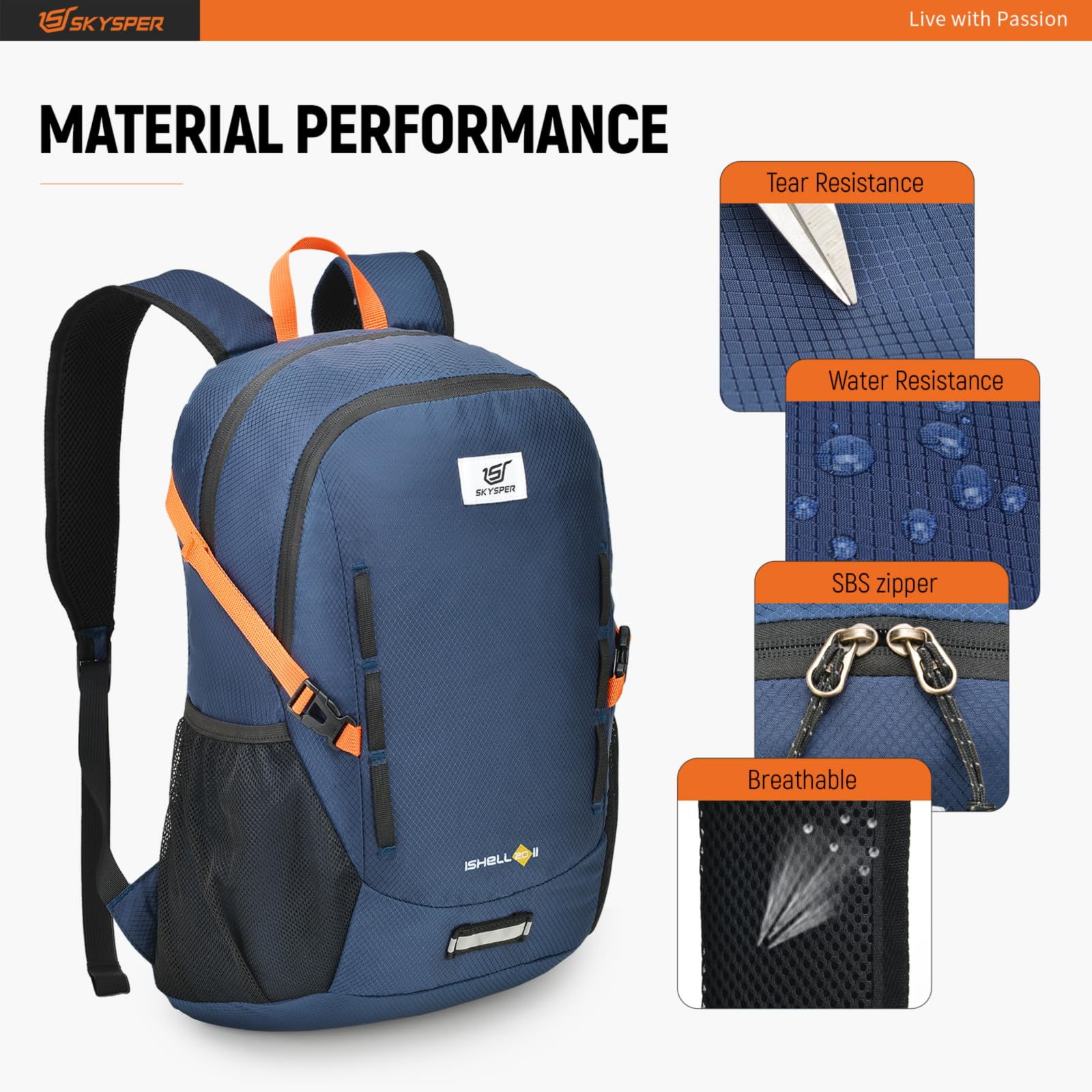 SKYSPER 20L Lightweight Packable Hiking Backpack - Water Resistant Daypack for Women & Men - Perfect for Outdoor Adventures, Travel & Daily Commute