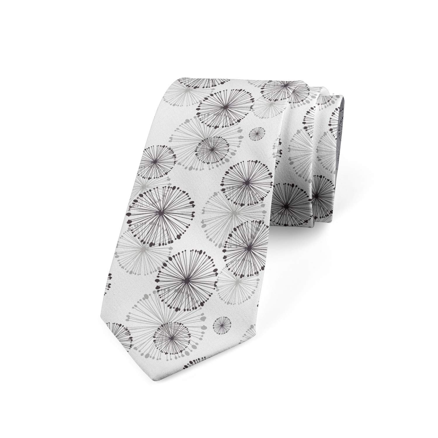Ambesonne Men's Silk Tie - Elegant Dandelion Floral Pattern Necktie for Business, Wedding & Formal Events - 3.7