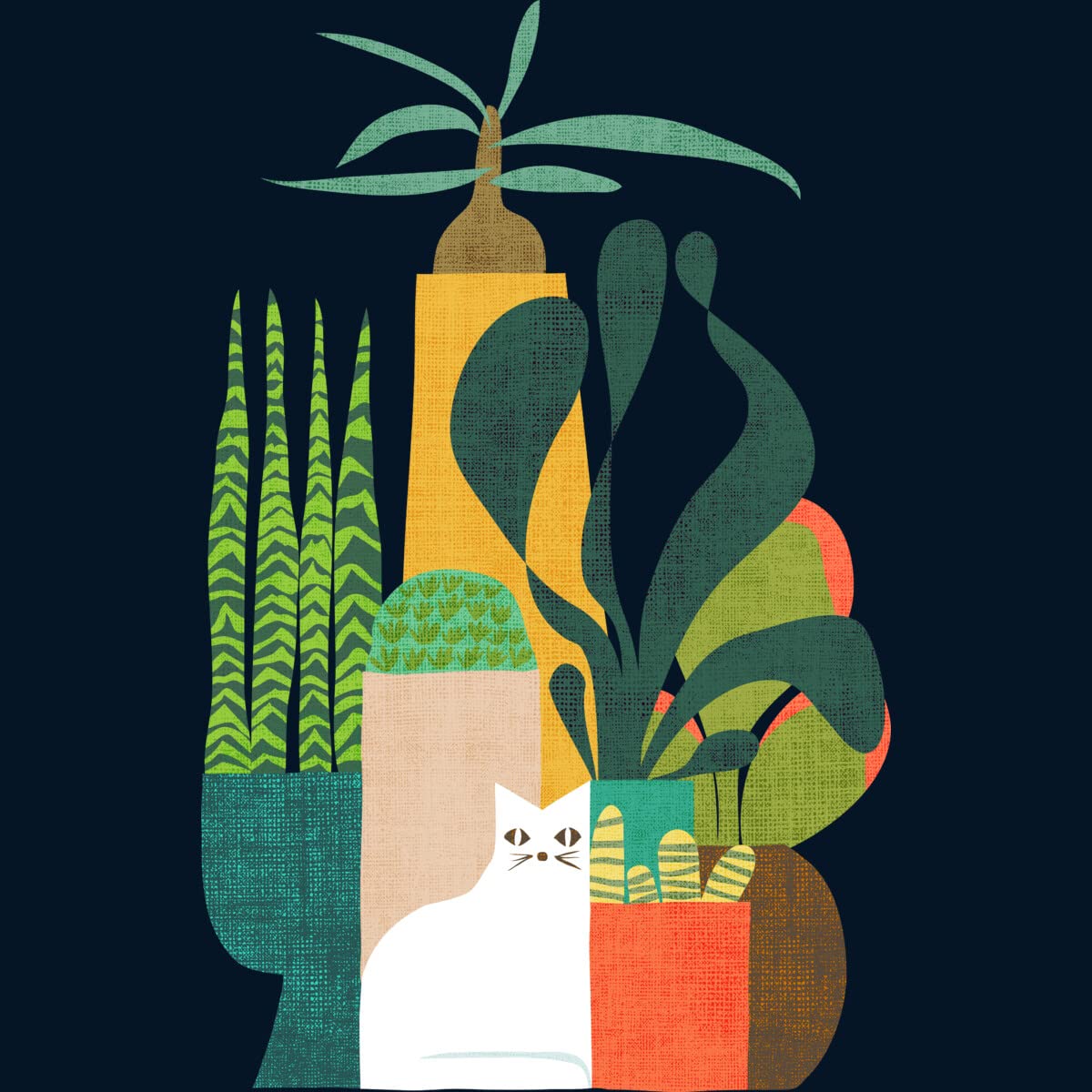 Design By Humans Men's Cat and Plants Graphic T-Shirt | Soft Cotton Tee for Casual Wear | Perfect for Streetwear, Gifts & Everyday Outfits