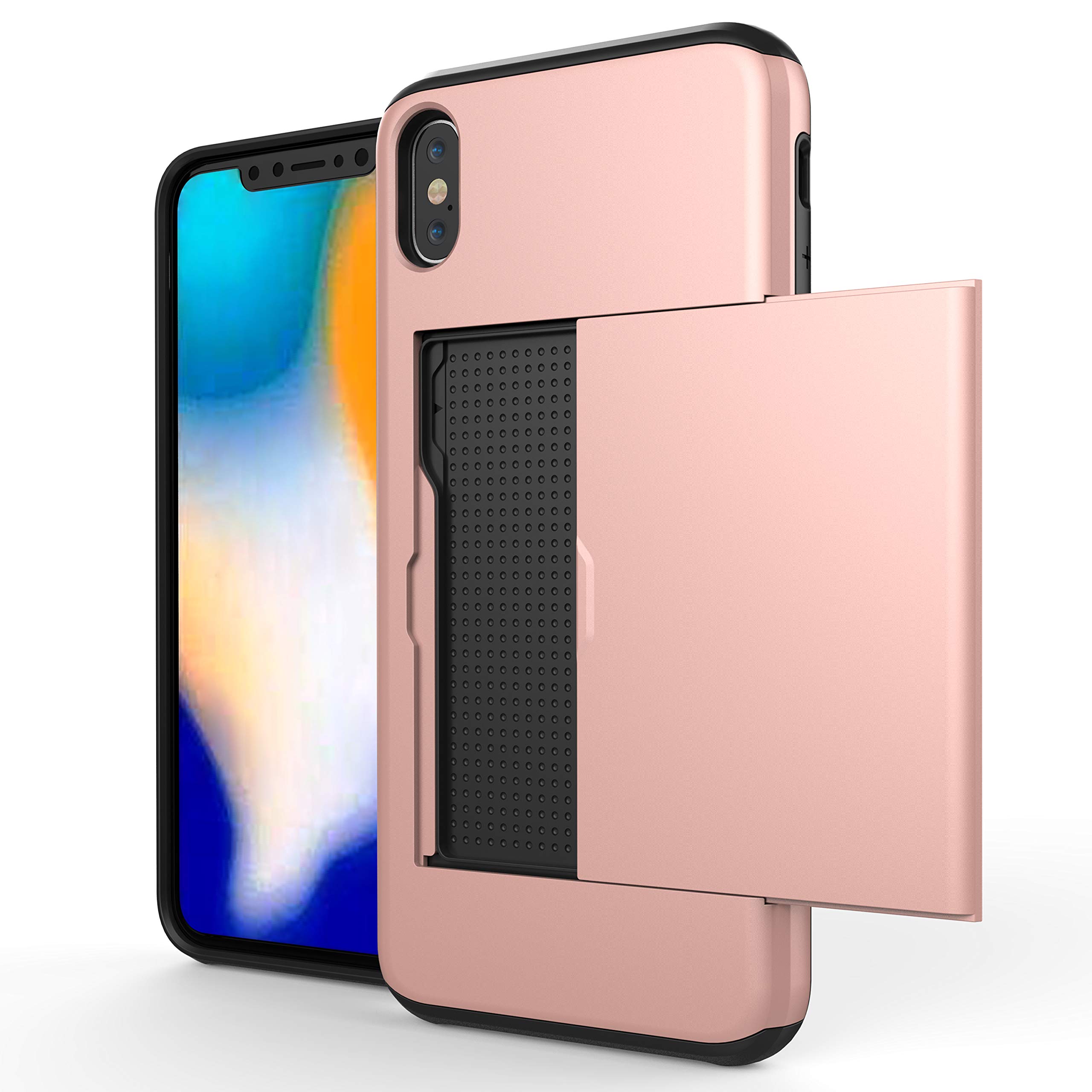 SORAKA iPhone X / Xs Wallet Case with Card Holder - Dual Layer Shockproof Armor Cover (PC + TPU) - White - Perfect for Everyday Use, Travel & Business