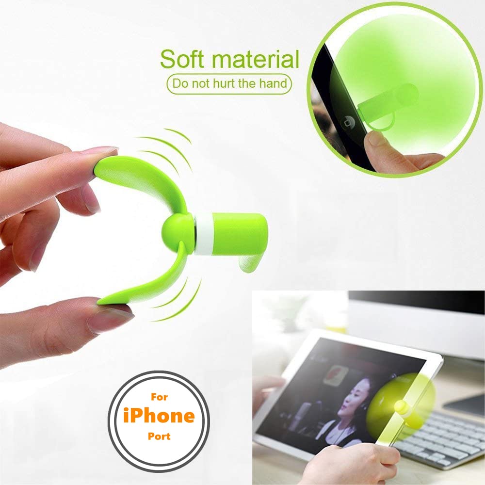 4 Pack Mini USB Phone Fan - Portable Cooling Fan for iPhone 14/13/12/11/10/9 Plus Pro Max & iPad - Personal Pocket Fan for Summer Travel, Office, Outdoor Activities