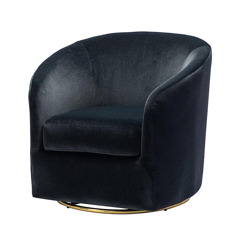 Emanuela Velvet Swivel Barrel Armchair - Modern Accent Chair for Living Room, Bedroom & Office - 360° Rotating Comfortable Lounge Chair with Soft Upholstery - Perfect for Reading, Relaxing & Home Decor