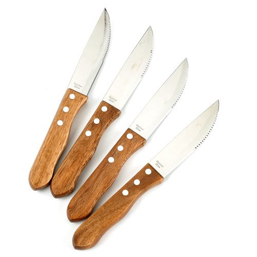 Premium 4-Piece Steak Knife Set - Razor Sharp Serrated Blades for Perfect Cuts - Ideal for Grilling, BBQ, Dinner Parties & Home Kitchen Use
