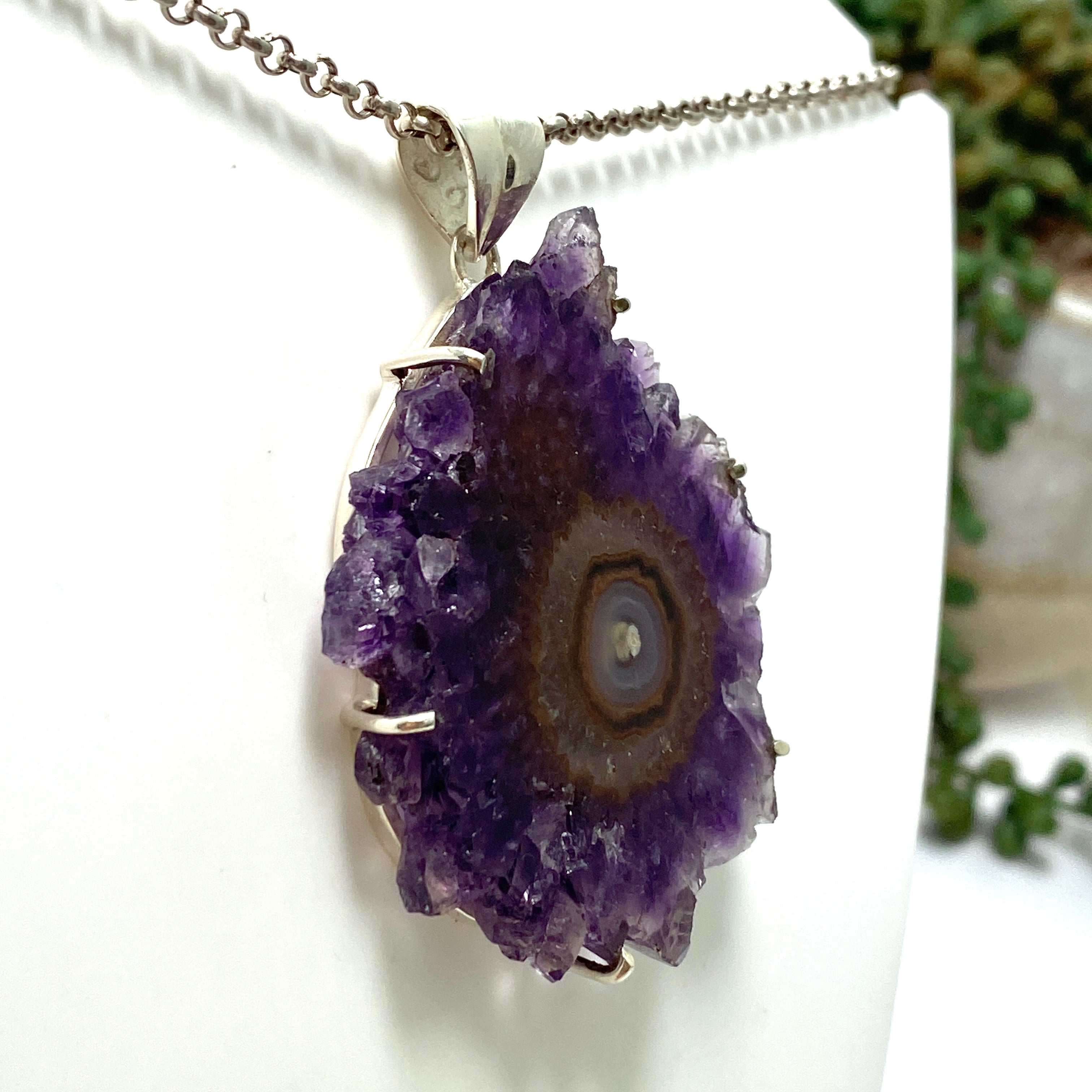 65mm Natural Amethyst Stalactite Pendant Necklace - Healing Crystal Jewelry for Meditation, Chakra Balancing & Spiritual Protection
